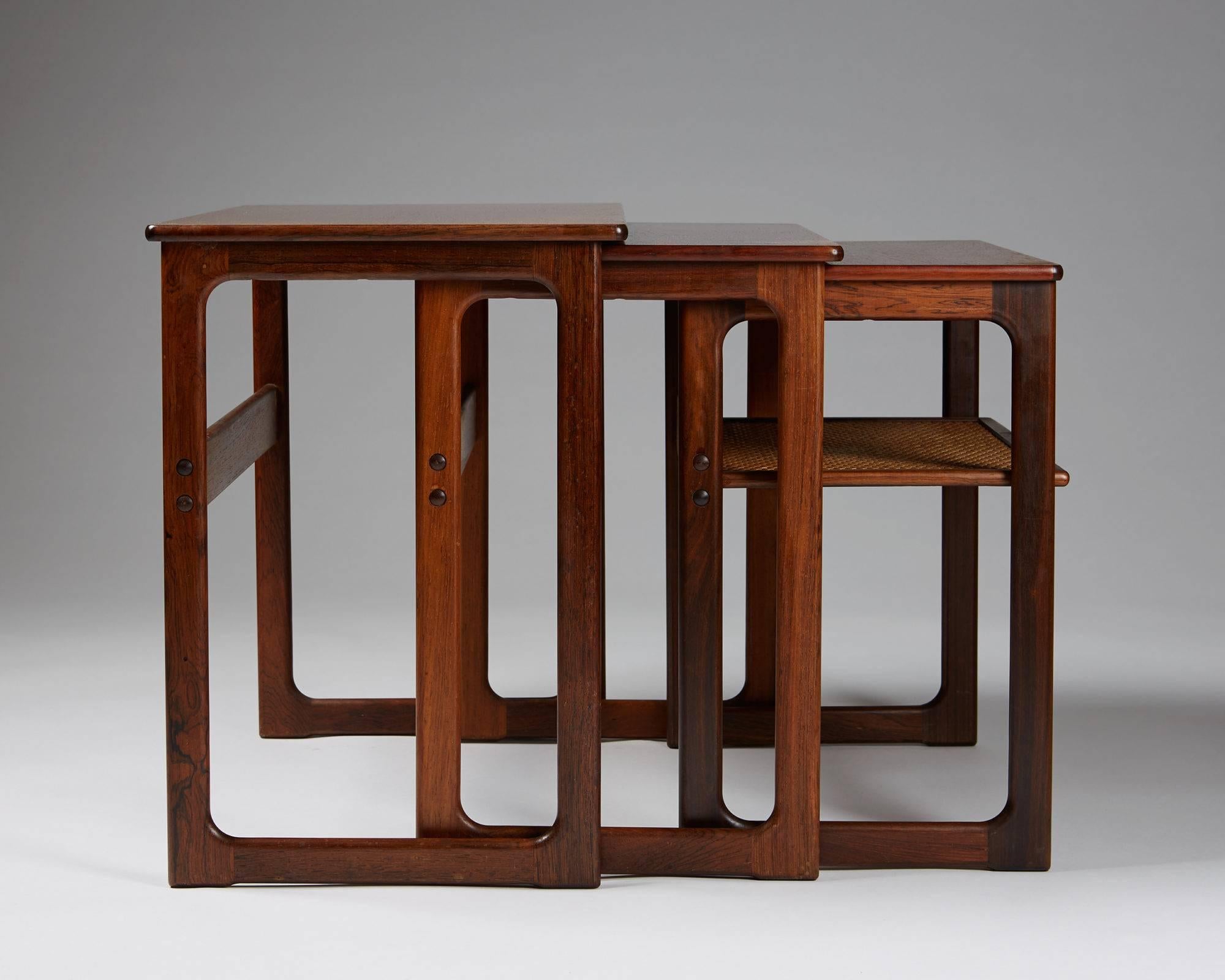 Scandinavian Modern Nest of Tables Designed by Johannes Andersen for CFC Silkeborg, Denmark