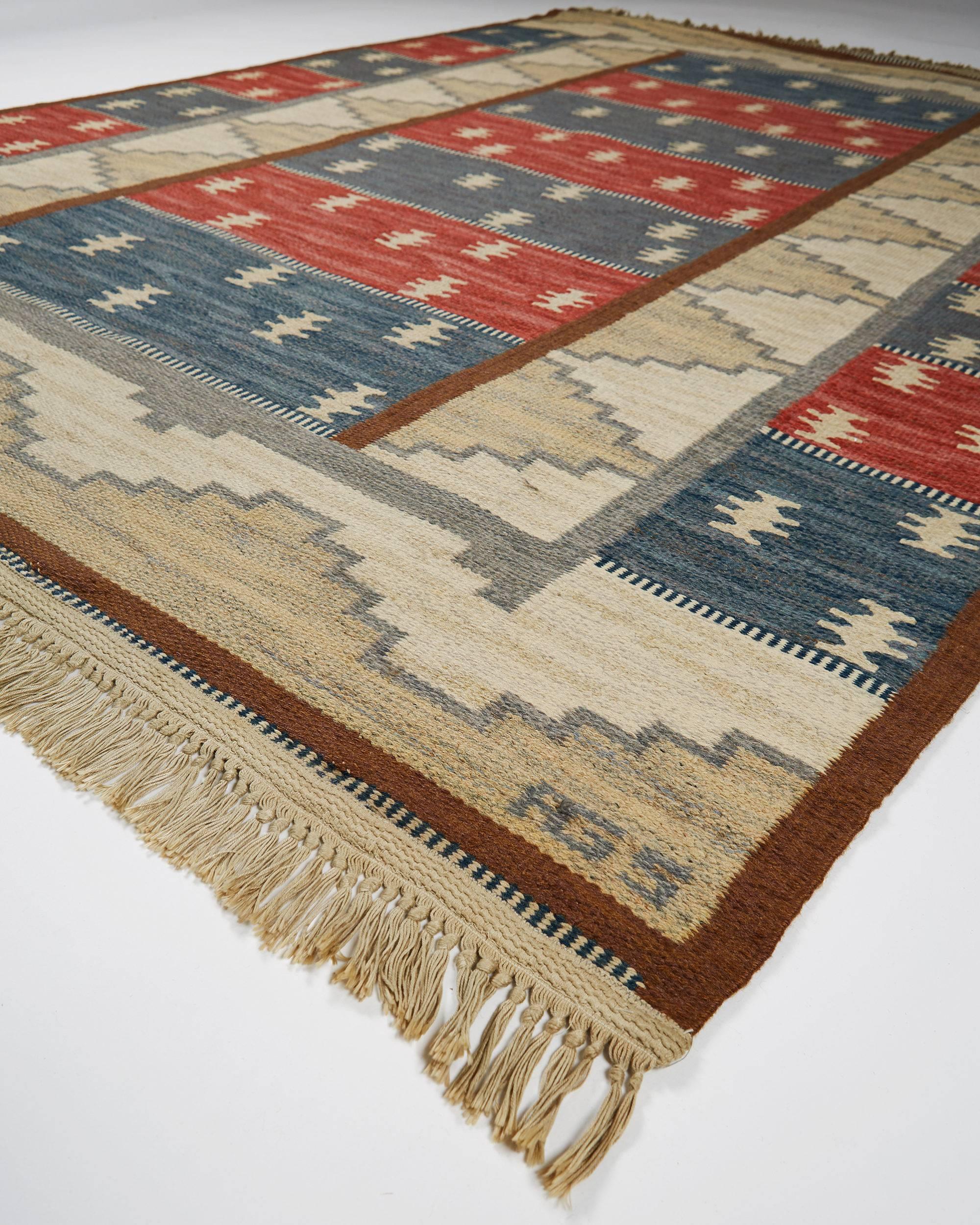 Scandinavian Modern Rug designed by Anna-Greta Sjöqvist, Sweden, 1950s. For Sale