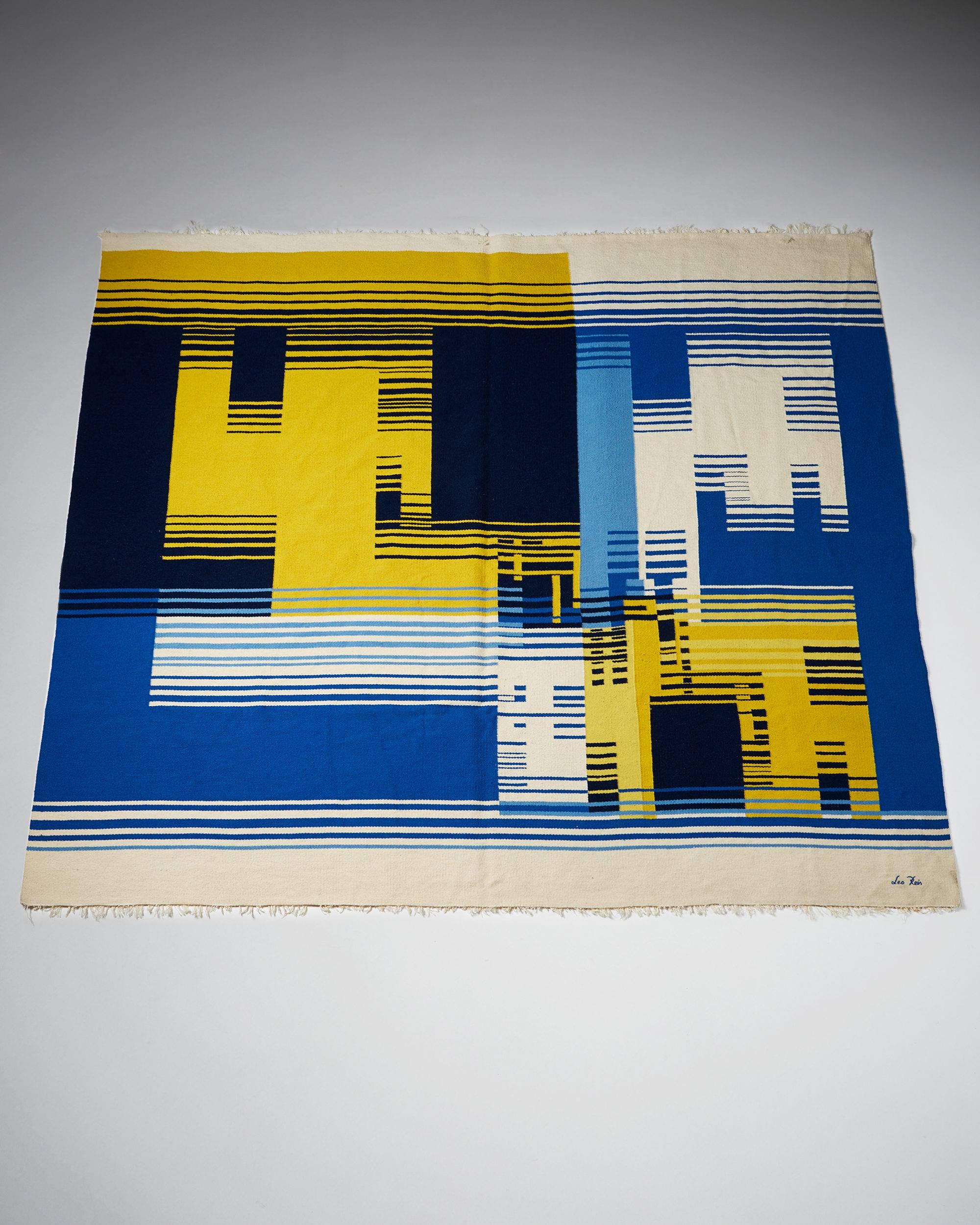 Tapestry by Leo Reis, Sweden, 1980s. Handwoven wool.

Measure: H 217 cm/ 6' 9 1/2''
W 190 cm/ 6' 3 3/4''.