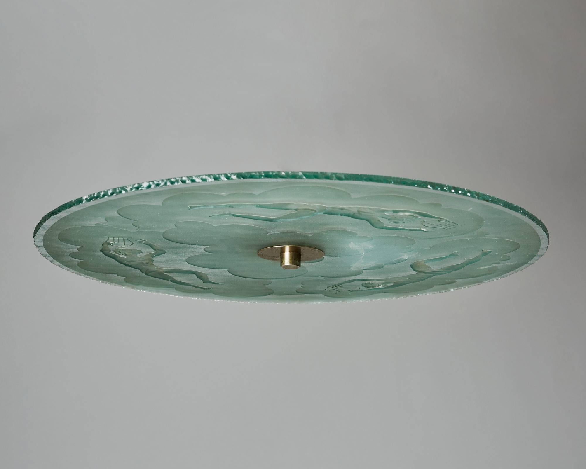 Scandinavian Modern Ceiling Lamp, Anonymous, Sweden, 1930s