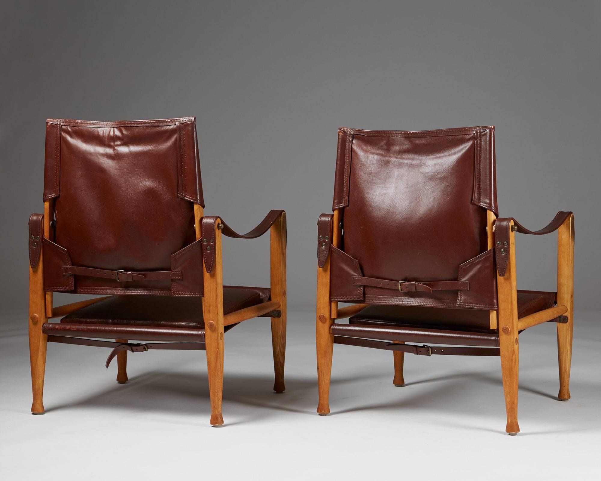 Pair of Safari Armchairs Designed by Kaare Klint, Denmark, 1950s In Excellent Condition In Stockholm, SE