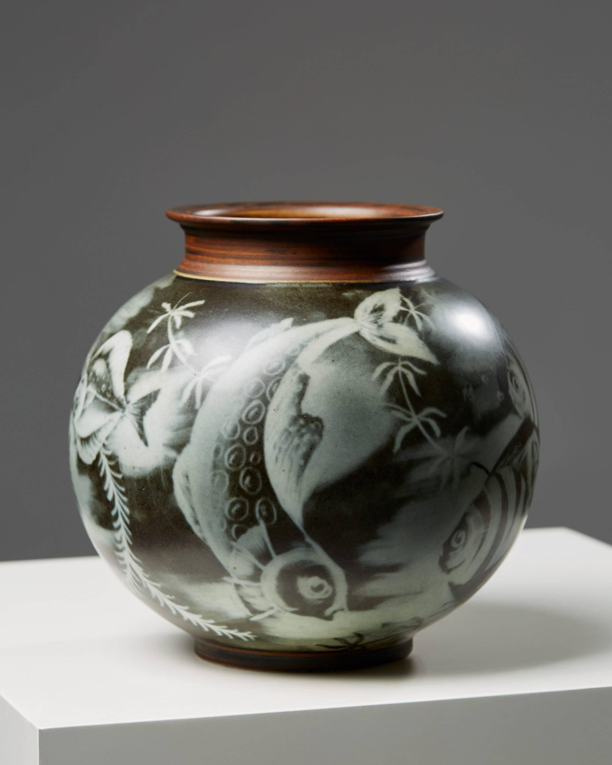 Scandinavian Modern Vase Flambé Designed by Gunnar Nylund for Rörstrand, Sweden, 1930s
