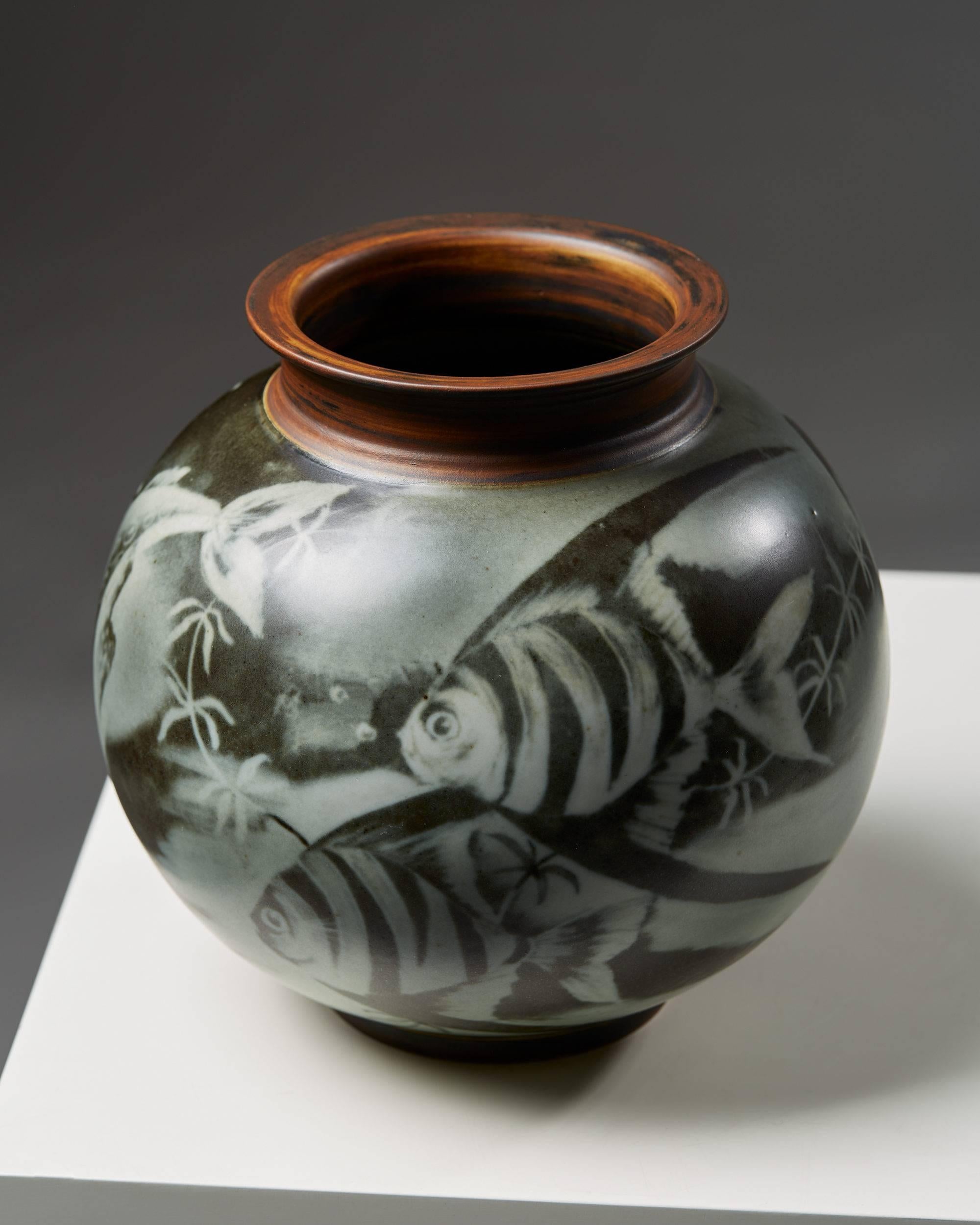 Swedish Vase Flambé Designed by Gunnar Nylund for Rörstrand, Sweden, 1930s