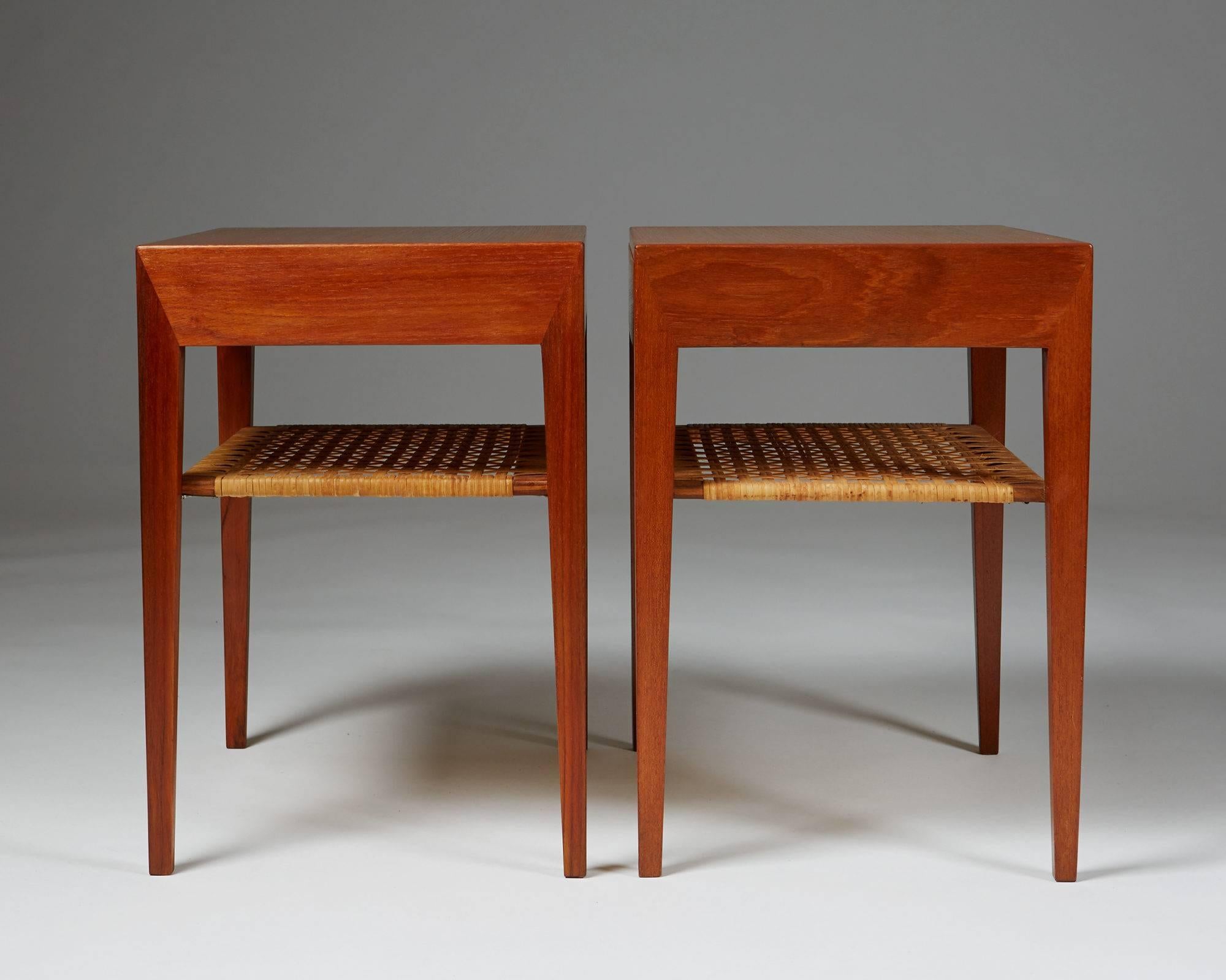 Pair of Bedside Tables Designed by Severin Hansen for Haslev, Denmark, 1950s In Excellent Condition In Stockholm, SE