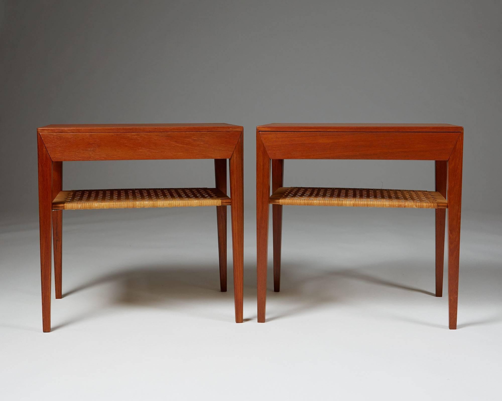 Danish Pair of Bedside Tables Designed by Severin Hansen for Haslev, Denmark, 1950s