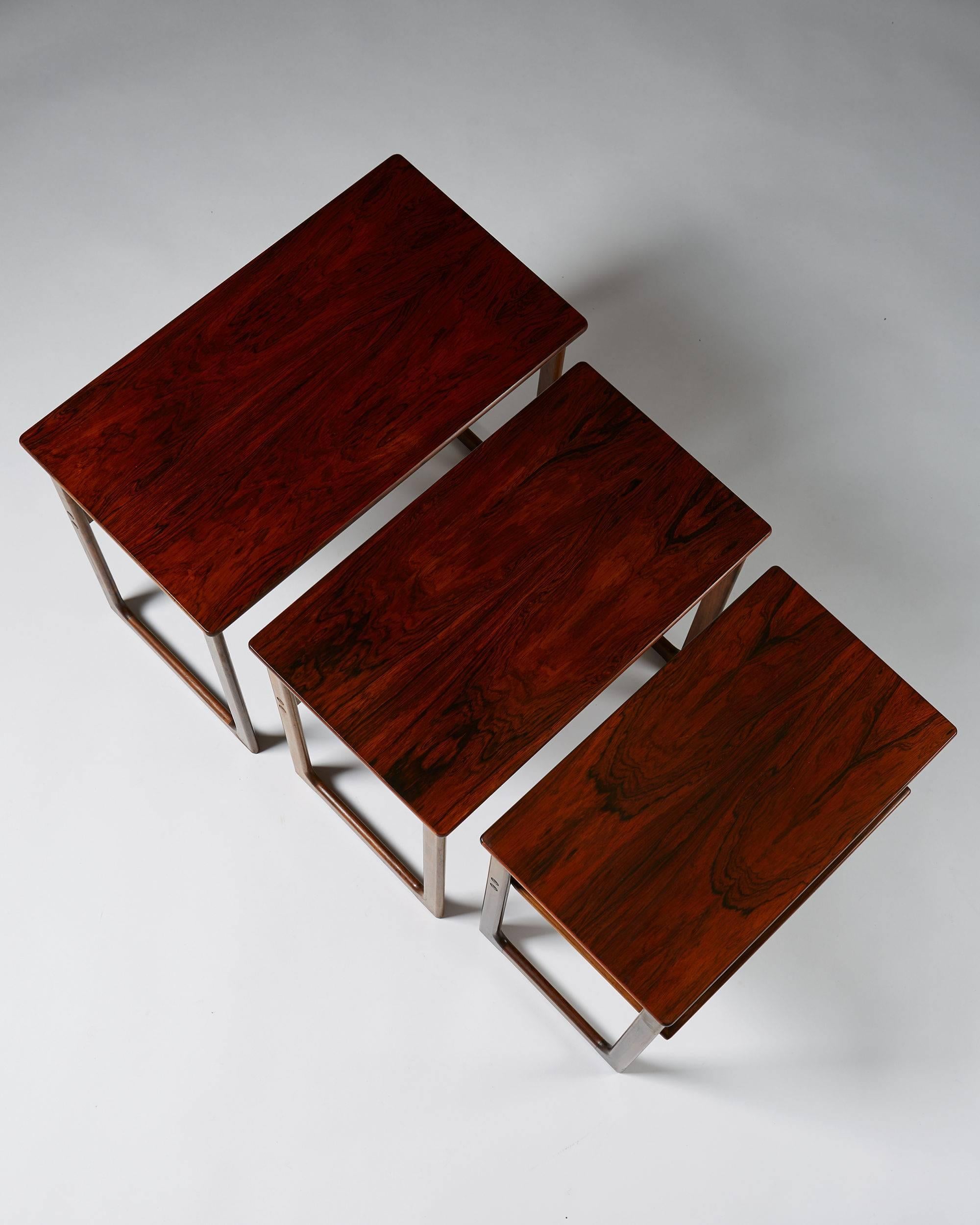 Mid-20th Century Nest of Tables Designed by Johannes Andersen for CFC Silkeborg, Denmark, 1960s