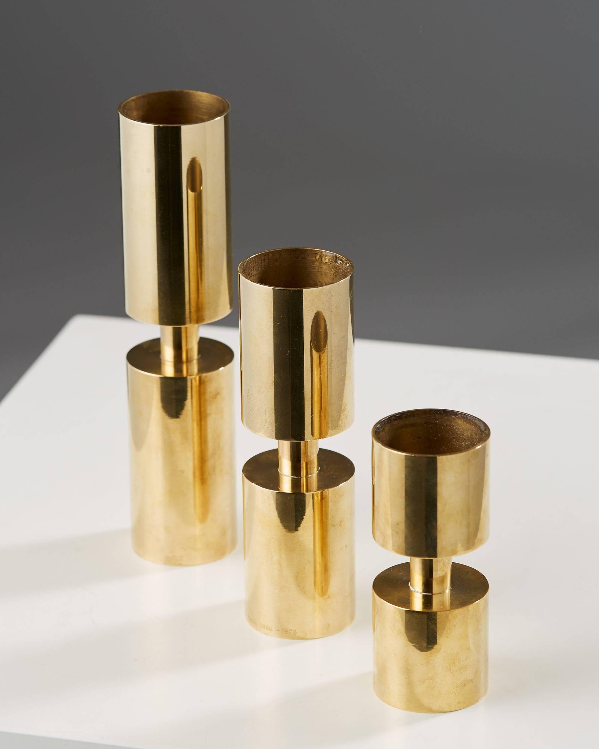 Scandinavian Modern Set of Three Candleholders for Zoega, Sweden, 1976