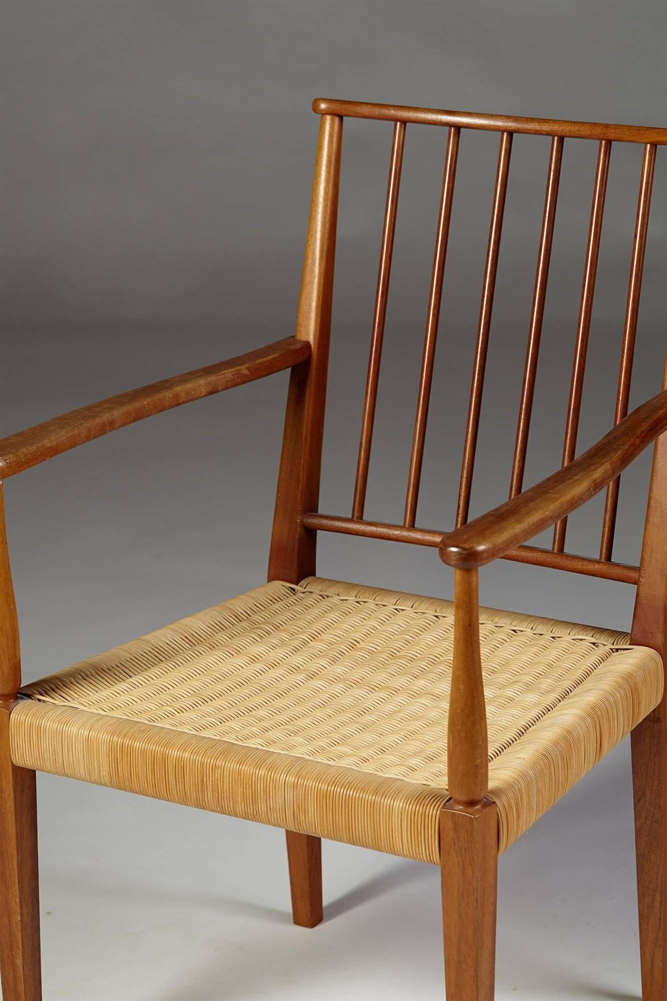 Armchair designed by Josef Frank for Svensk Tenn, Sweden, 1950s.

Mahogany and cane.