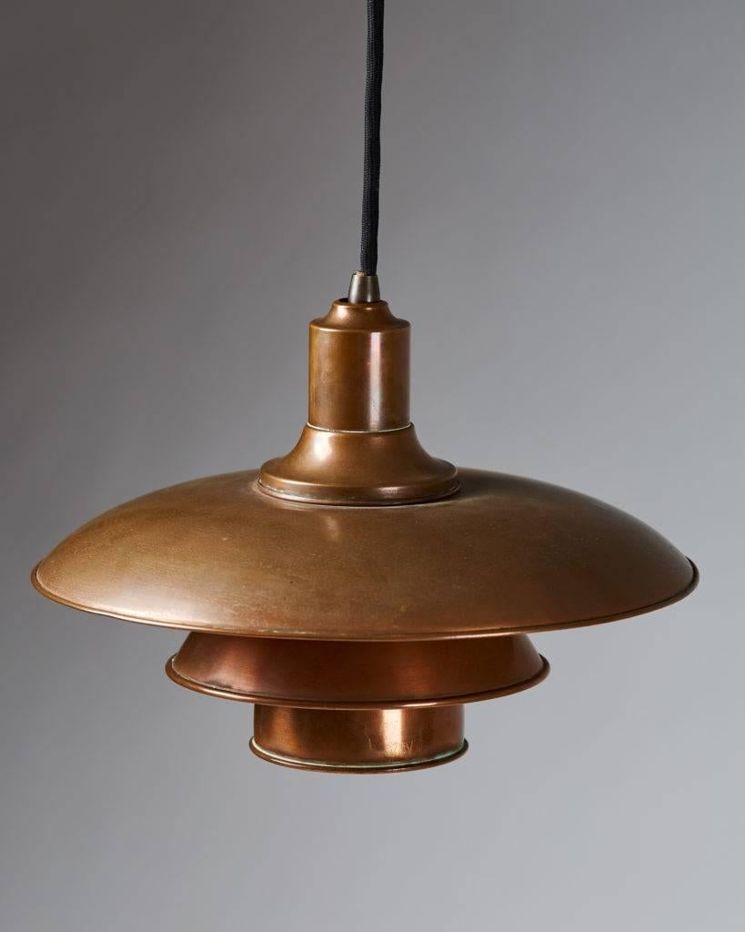 Copper Ceiling Lamp PH Designed by Poul Henningsen for Louis Poulsen, Denmark, 1930s