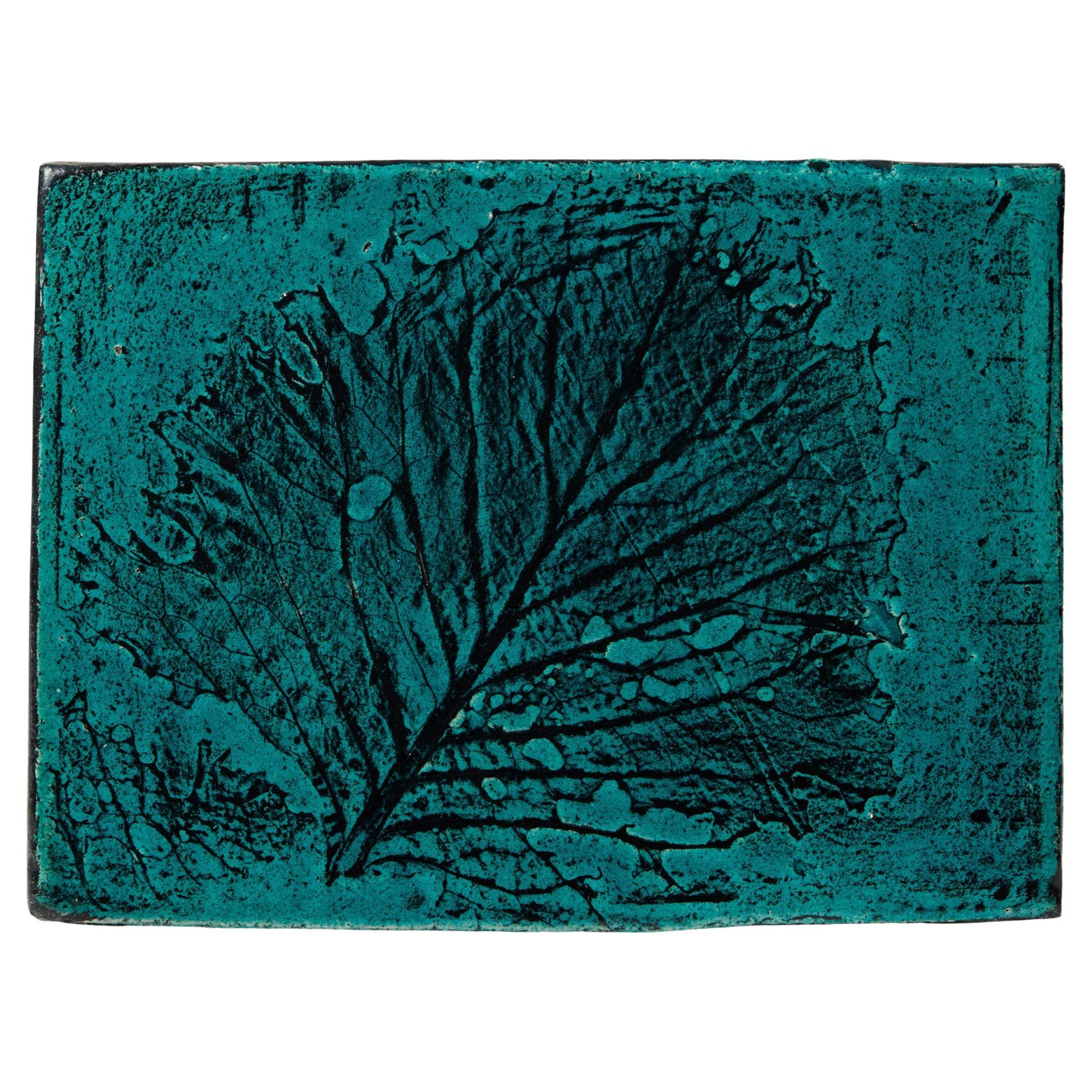 Turquoise Wall Plaque Designed by Toini Muona for Arabia, Finland, 1950s For Sale