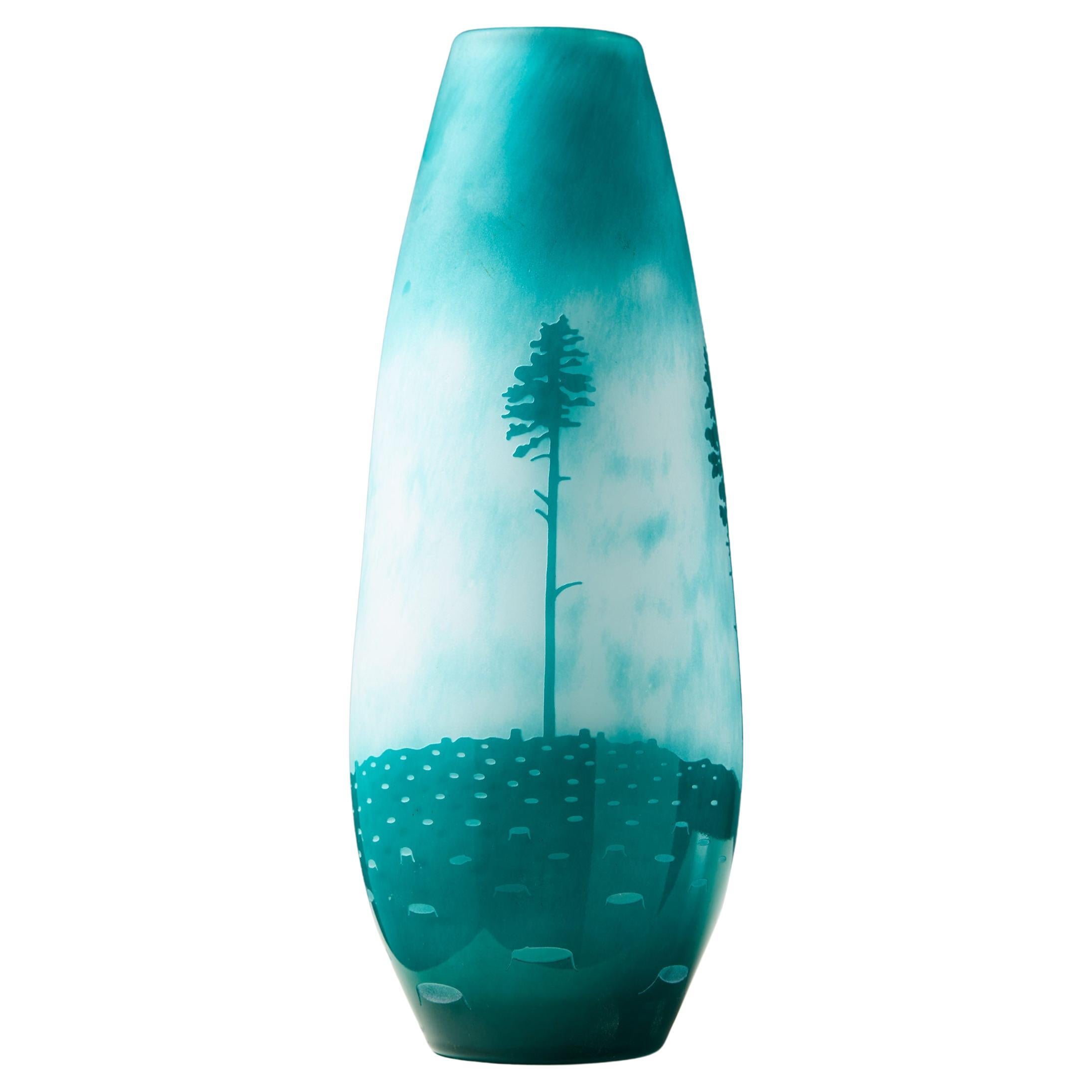 Glass Vase Designed by Sissi Westerberg for Reijmyre, Sweden, 2017, Turquoise For Sale