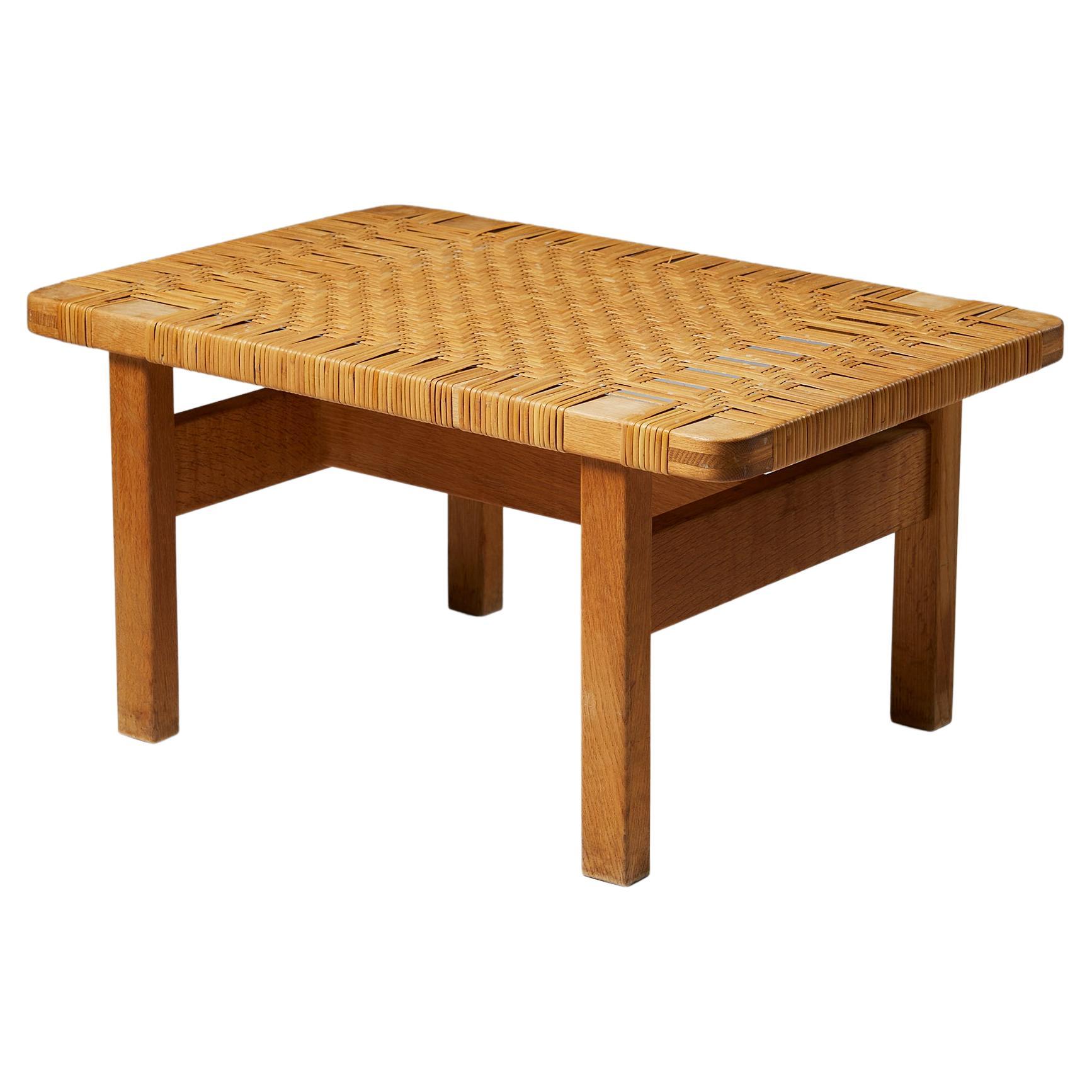 Occasional Table/ Bench Model 5273, Designed by Börge Mogensen, Oak, Cane, 1950s For Sale