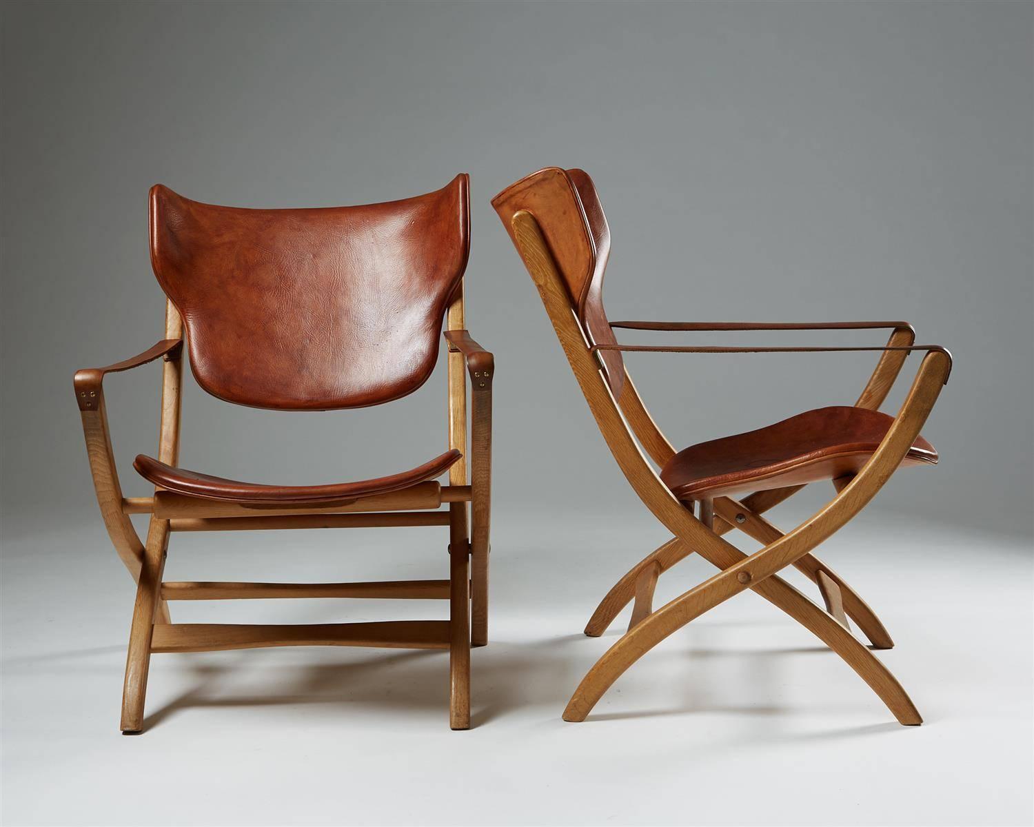 Folding Armchair “Egyptian Chair” Designed by Poul Hundevad, Denmark, 1950s In Good Condition In Stockholm, SE