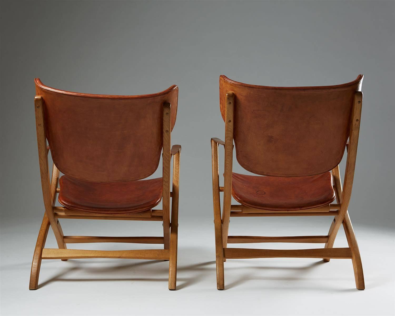 Mid-20th Century Folding Armchair “Egyptian Chair” Designed by Poul Hundevad, Denmark, 1950s