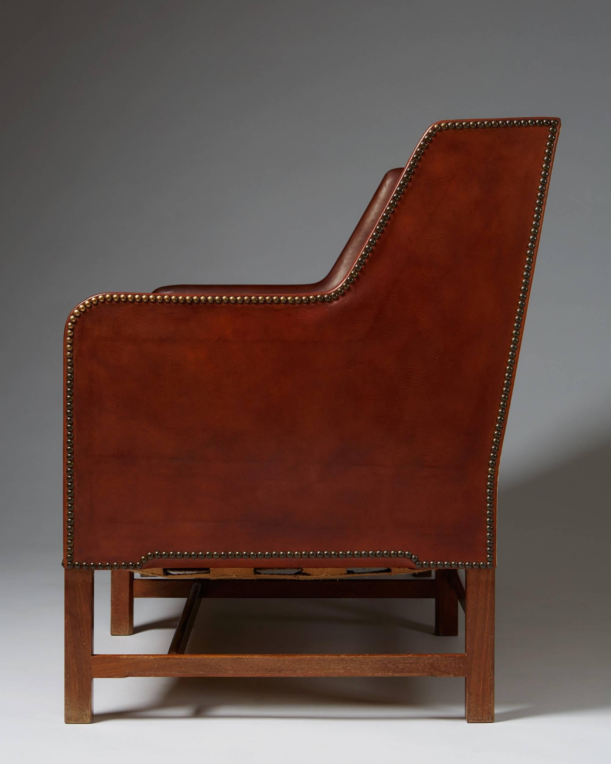 Leather Sofa Model 5011 Designed by Kaare Klint for Rud Rasmussen, Denmark, 1935