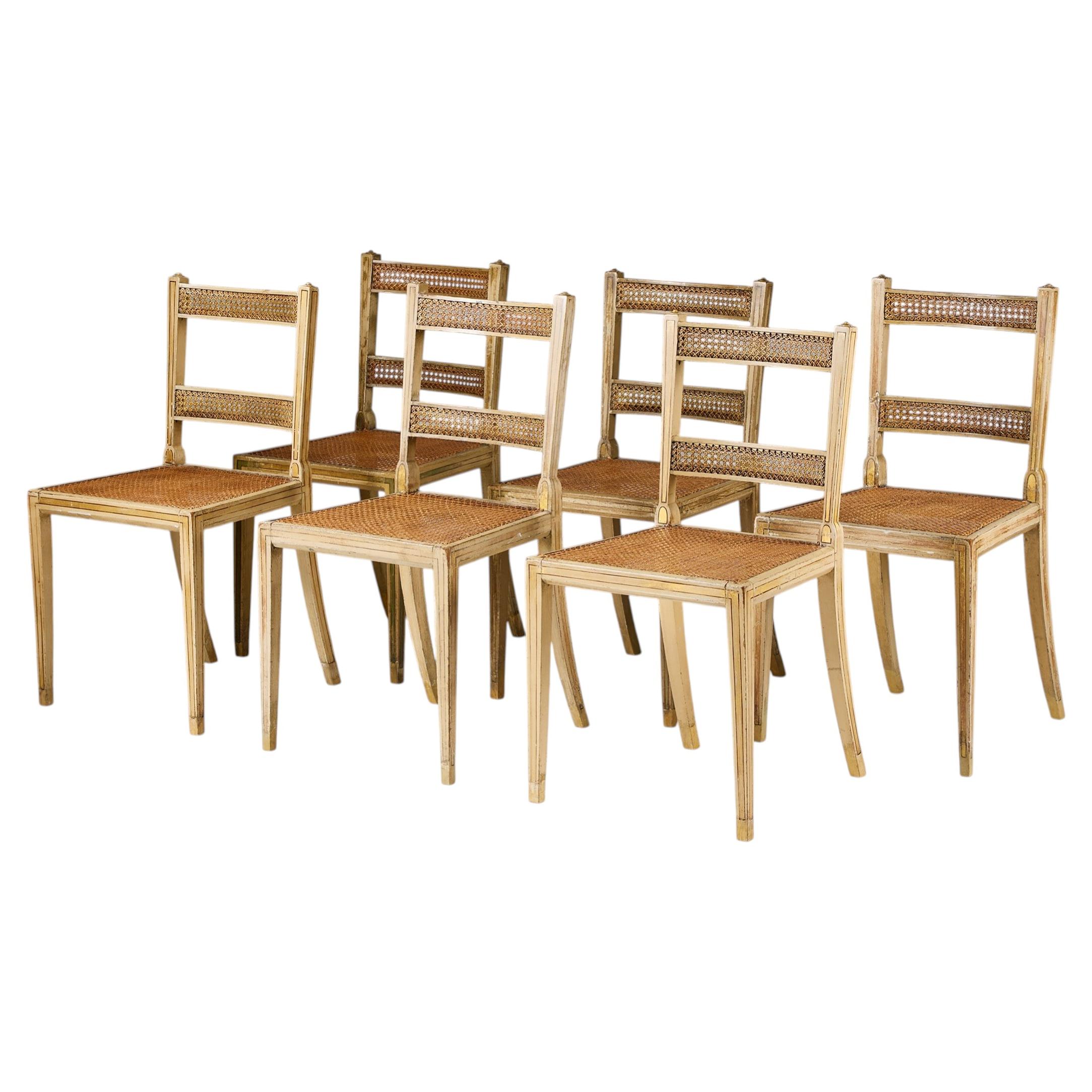 Set of six dining chairs, England, Early 19th century For Sale