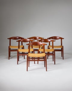 Set of six 'Cow Horn' chairs 'Model JH-505' designed by Hans Wegner