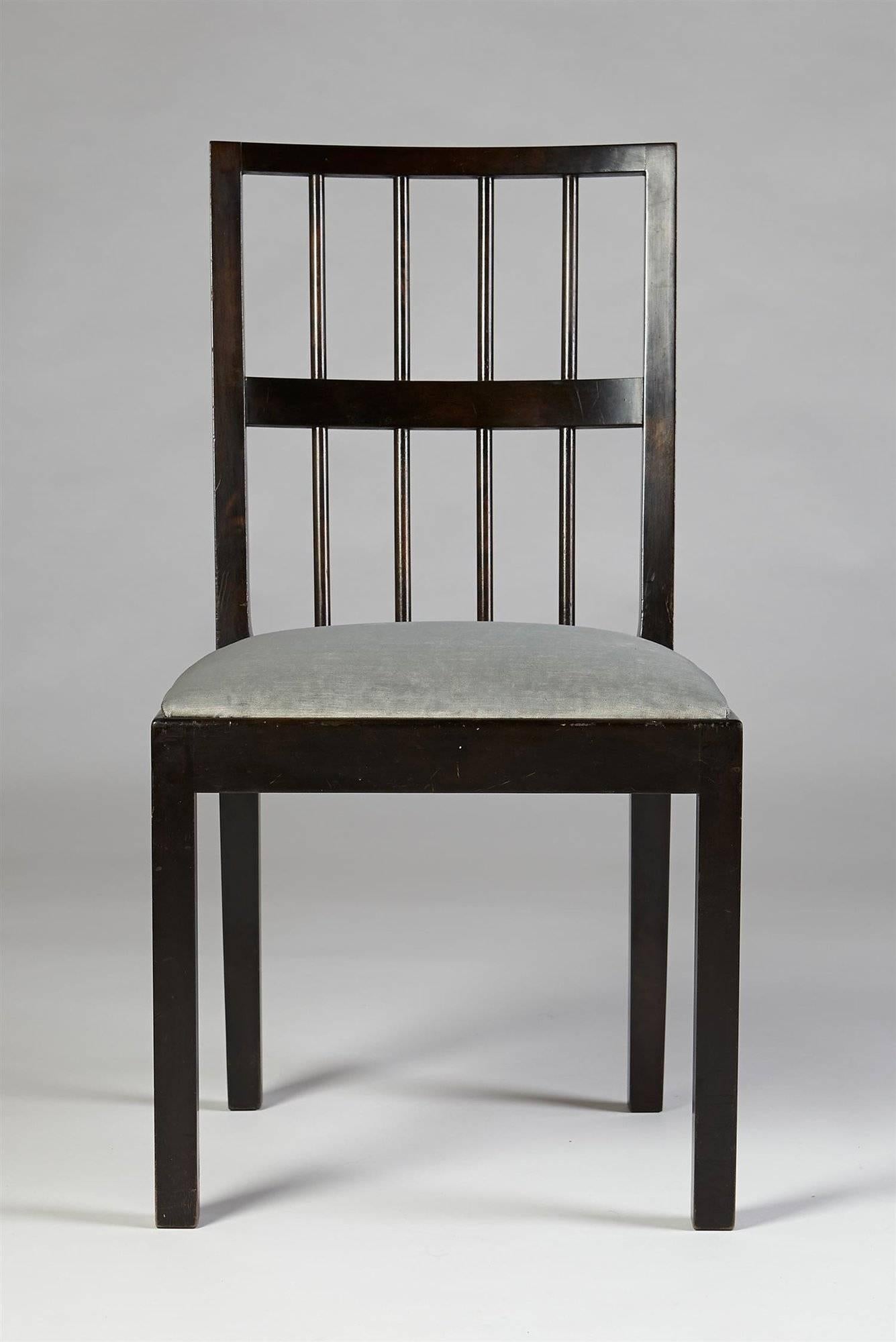 Velvet Set of Four Chairs, Designed by Axel Einar Hjorth for NK, Sweden, 1930s
