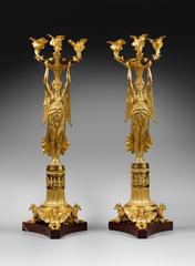 Pair of Empire Gilt Bronze Candelabra Attributed to Pierre-Philippe Thomire