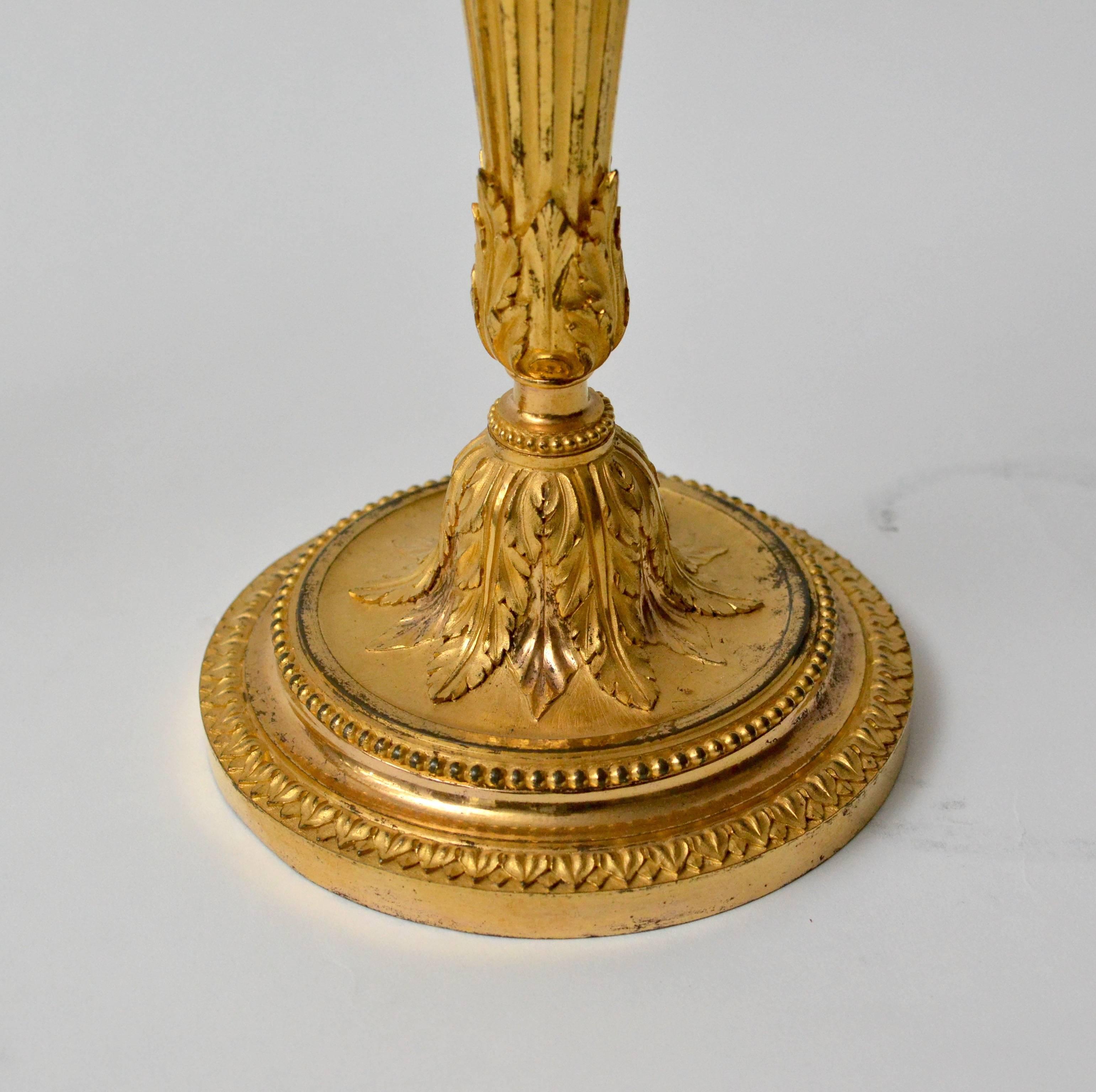French Pair of Louis XVI Gilt Bronze Candlesticks