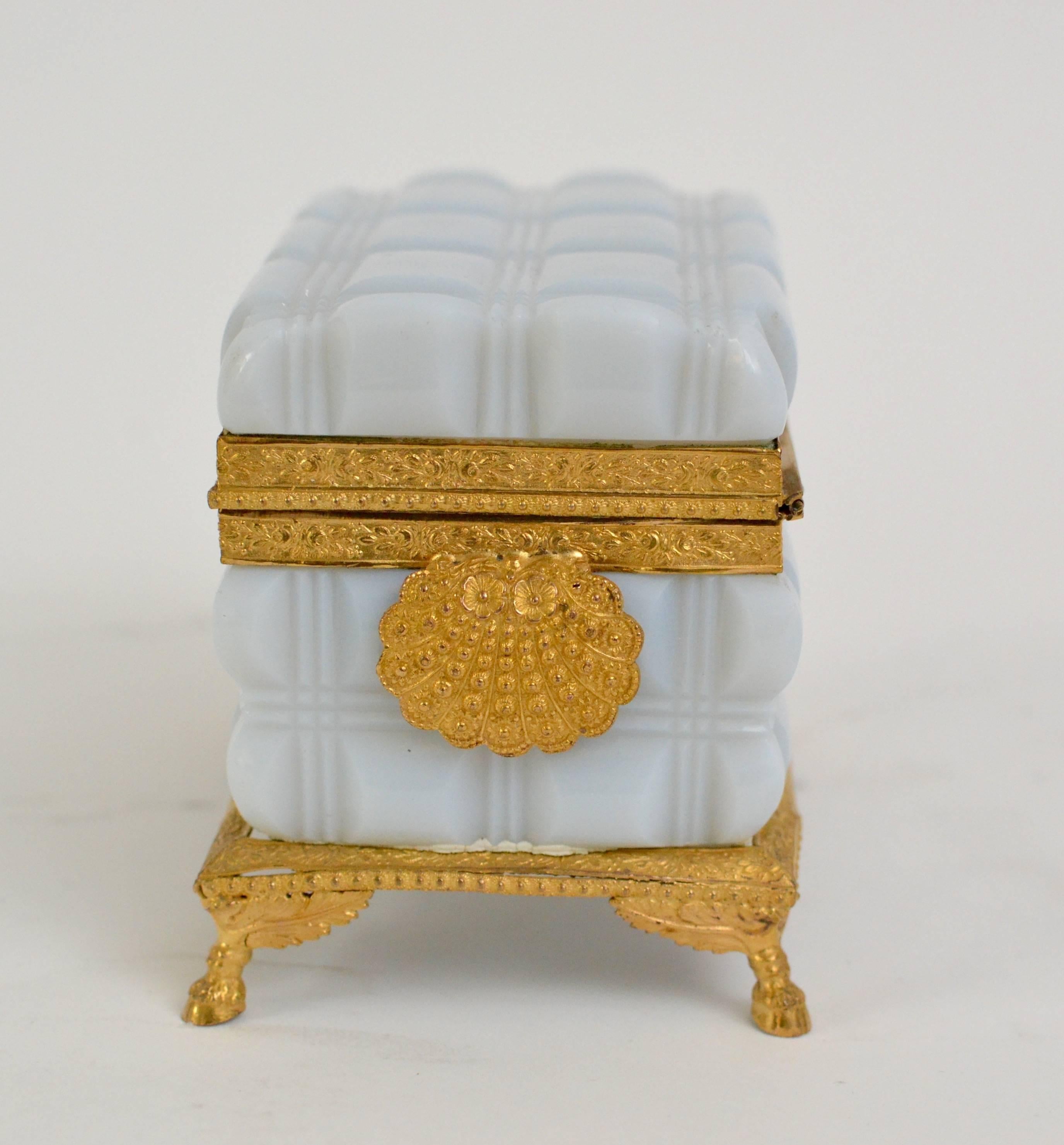 19th Century Empire Gilt Bronze-Mounted Opaline Glass Box