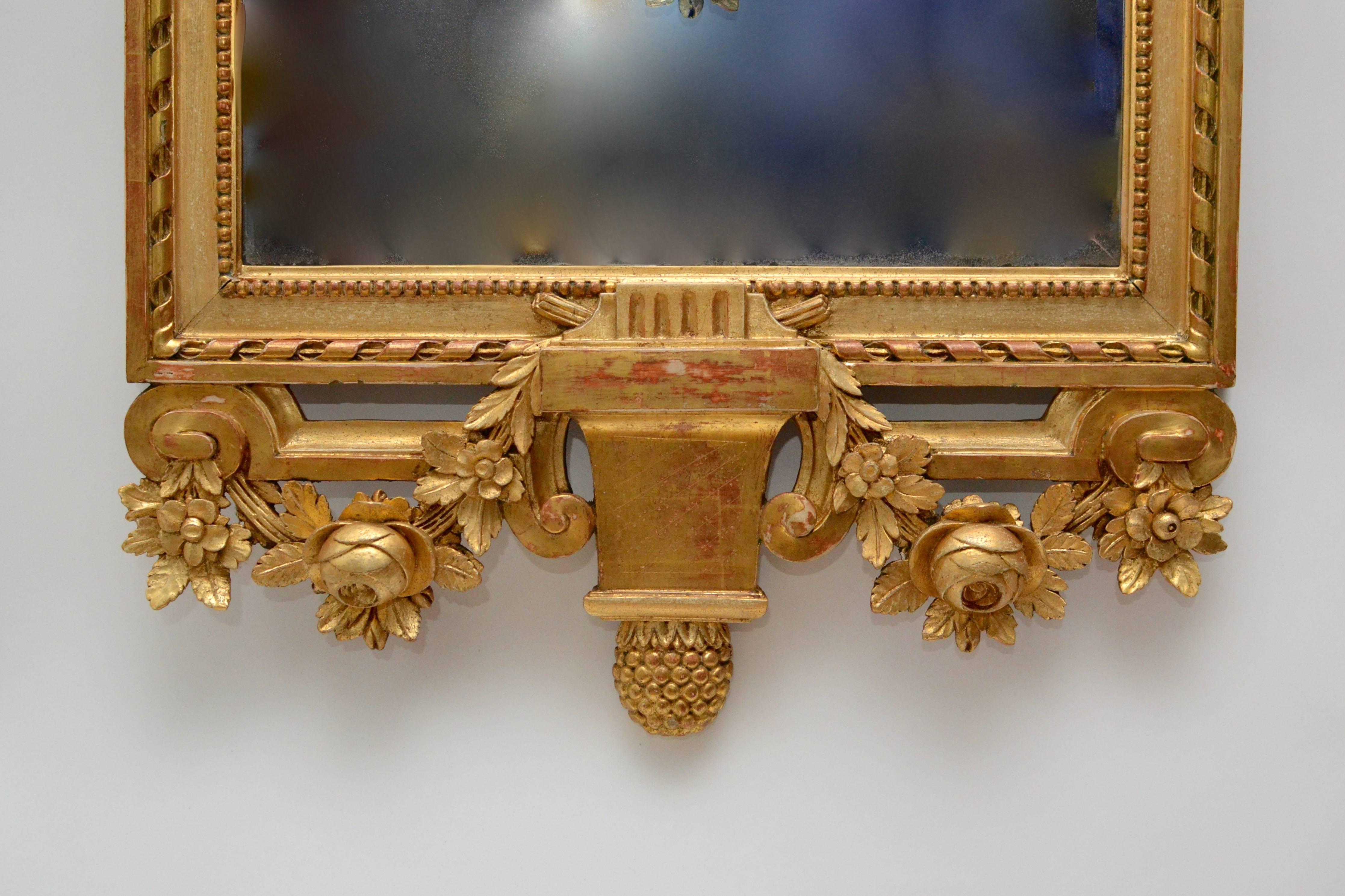 Swedish Fine Gustavian Giltwood Mirror by Johan Åkerblad, Stockholm