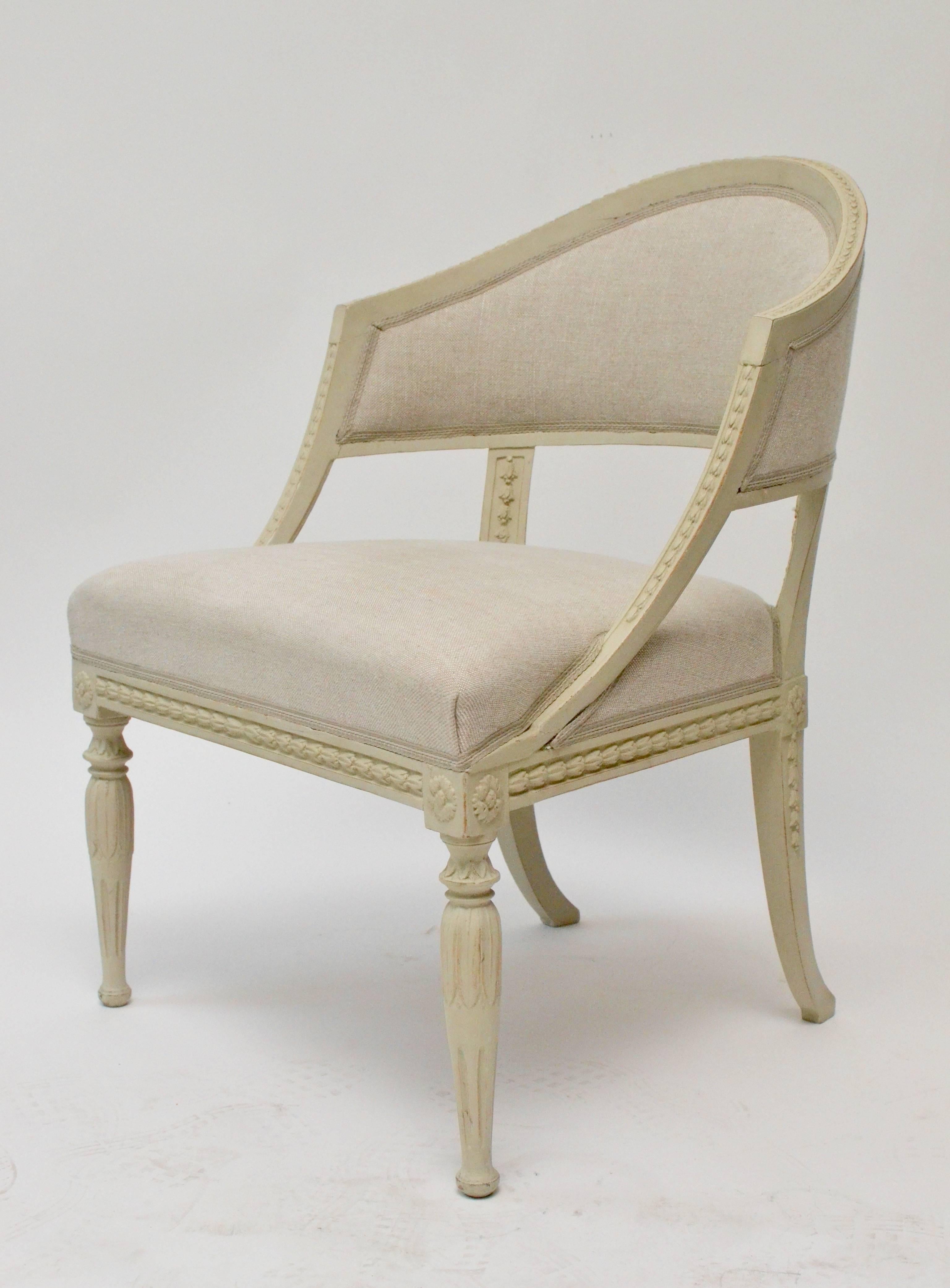 Painted Pair of Late Gustavian Swedish Armchairs Attributed to Ephraim Stahl, circa 1800