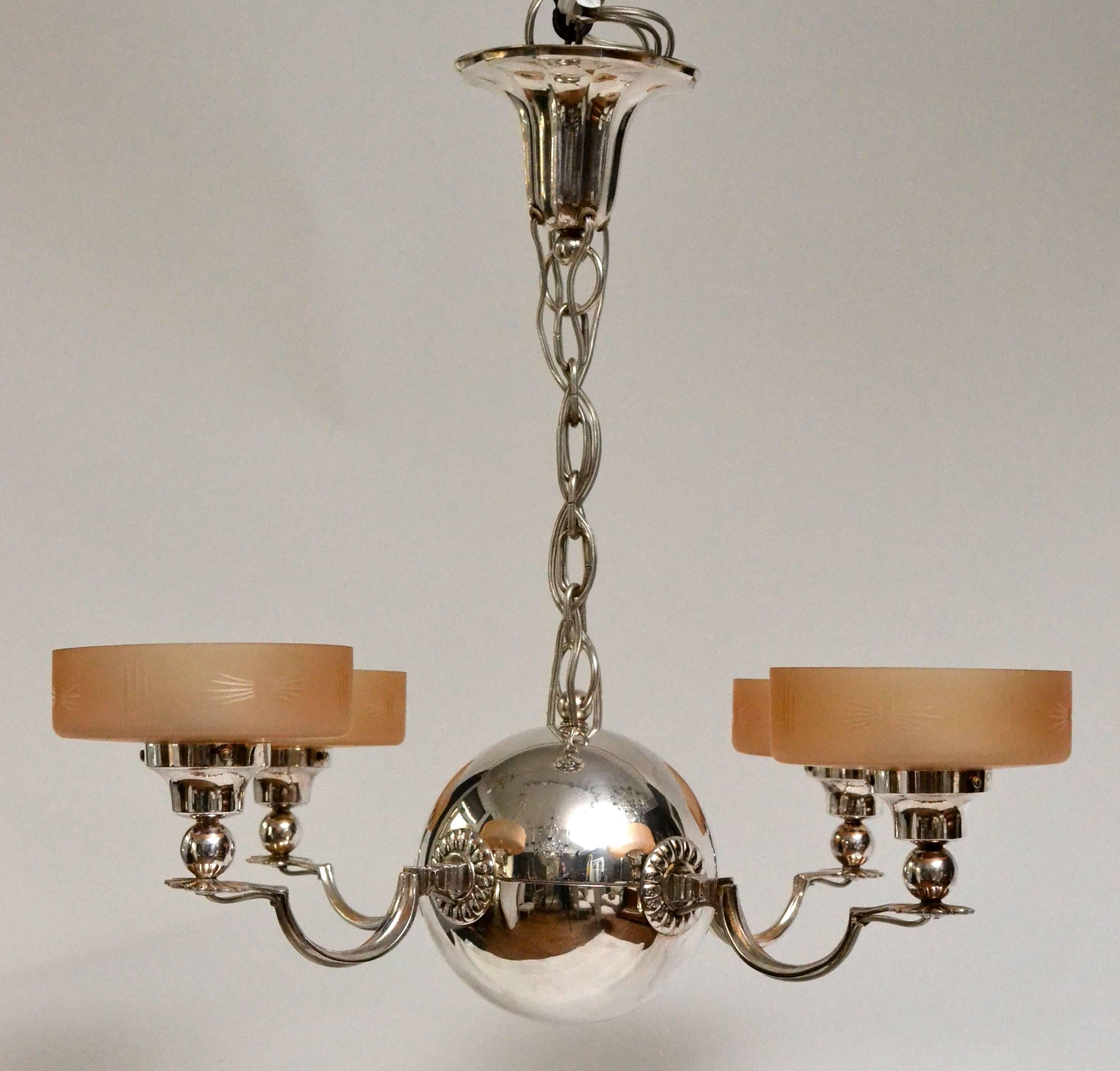 Early 20th Century Art Deco Ceiling Lamp, Design Elis Bergh by CG Hallberg, Stockholm, circa 1925