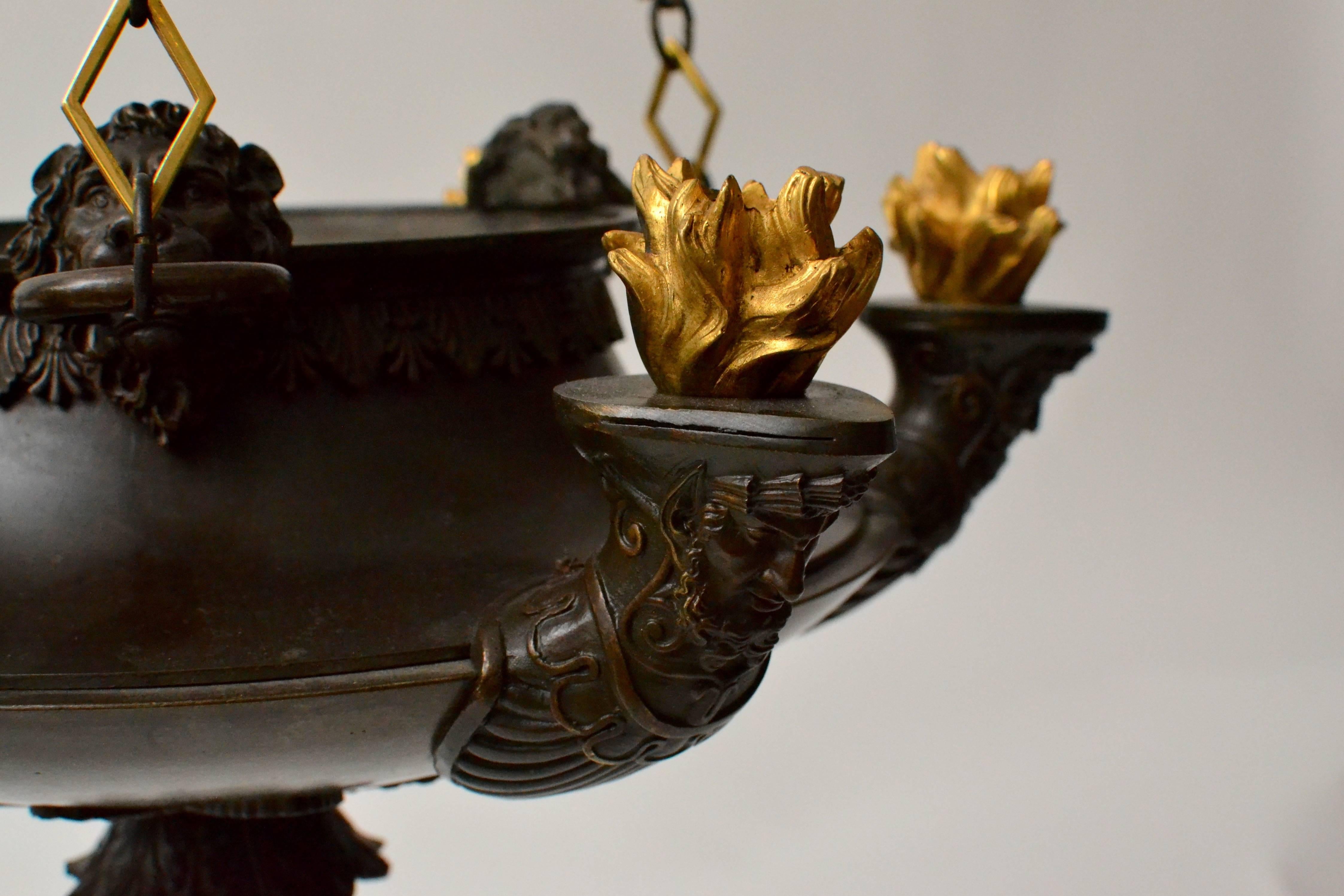 Patinated and Gilt Bronze Empire Chandelier 3
