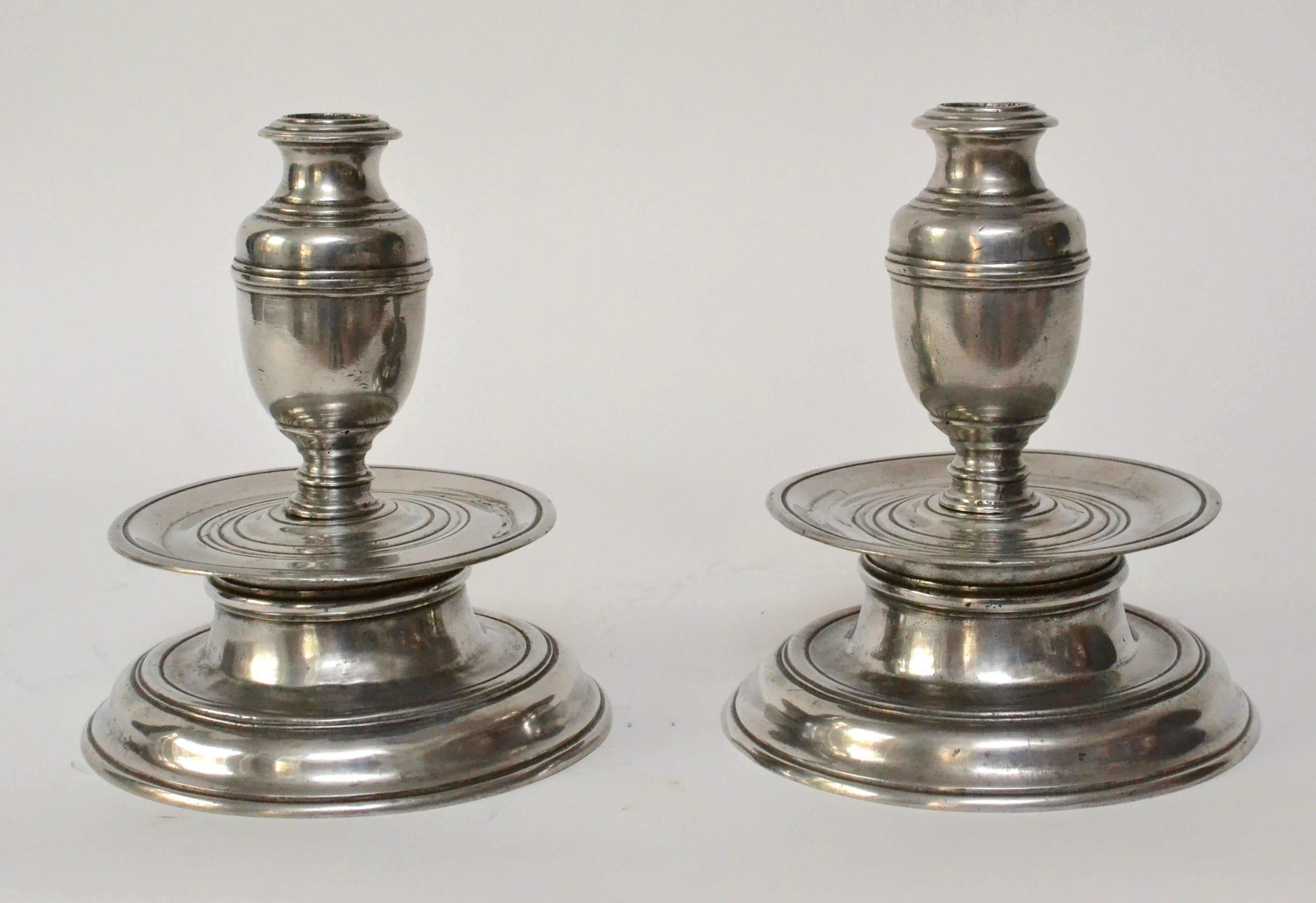 Pair of Baroque Pewter Candlesticks In Excellent Condition In Stockholm, SE
