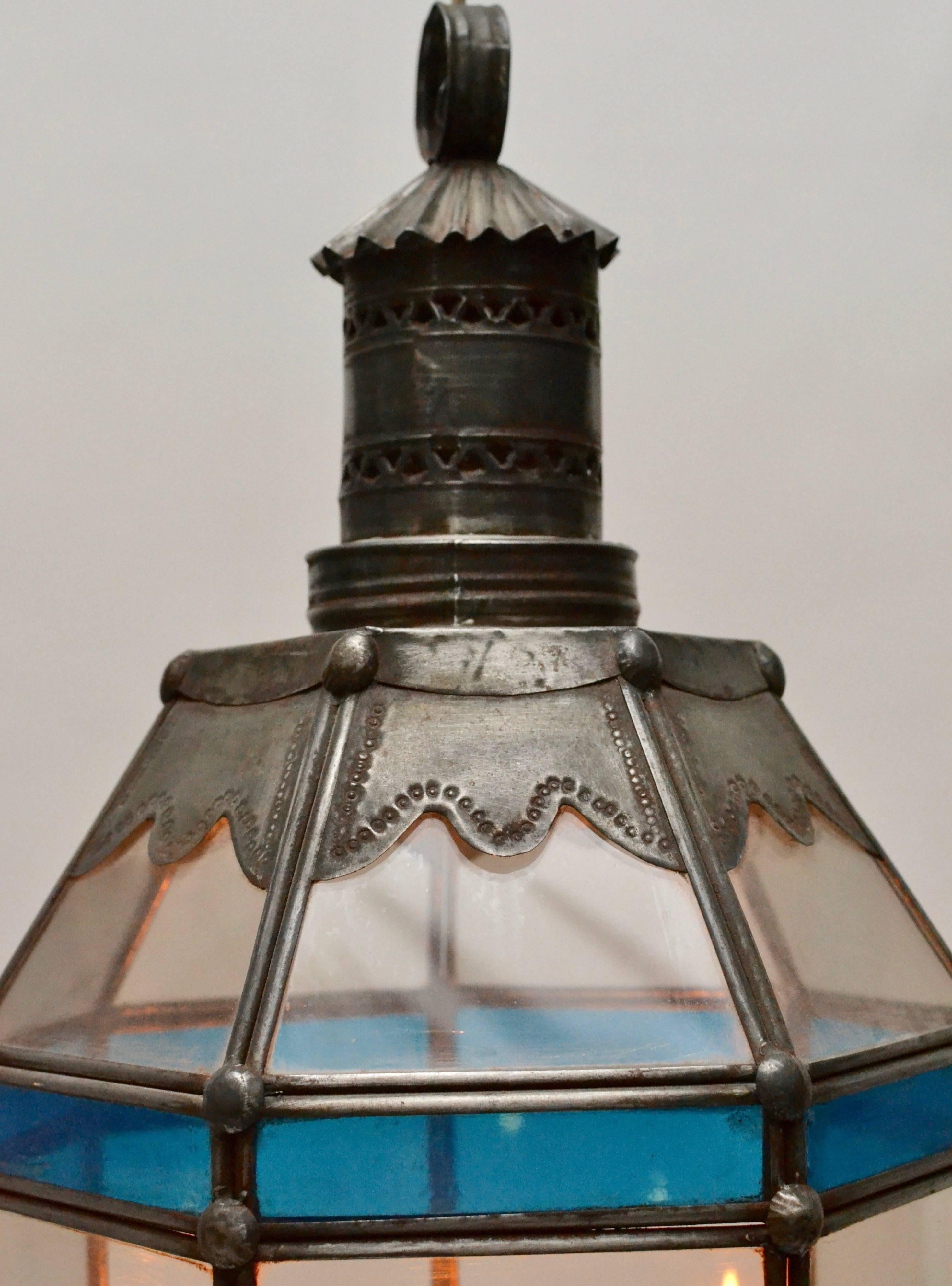Swedish Tinplate and Colored Glass Lantern, 19th Century In Excellent Condition In Stockholm, SE