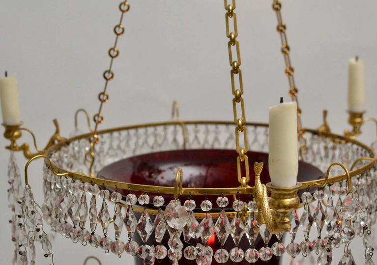 Russian Empire Rubyglass Lantern Chandelier, 19th Century In Excellent Condition In Stockholm, SE