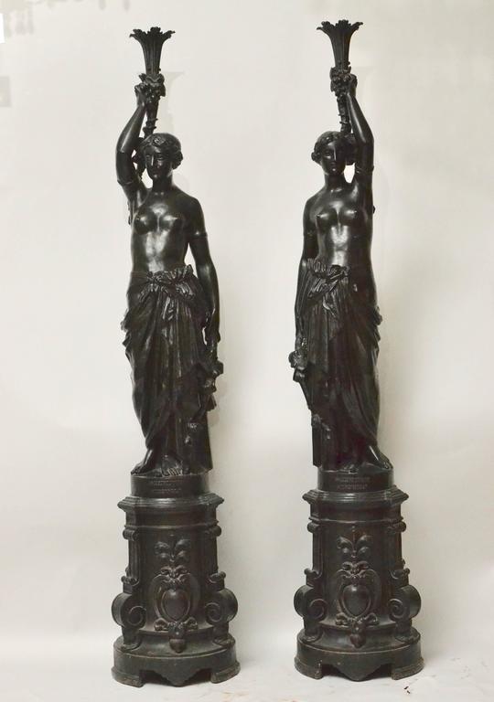 Swedish Pair of Large 19th Century Cast Iron Floor lamps Made by Bolinder, Stockholm