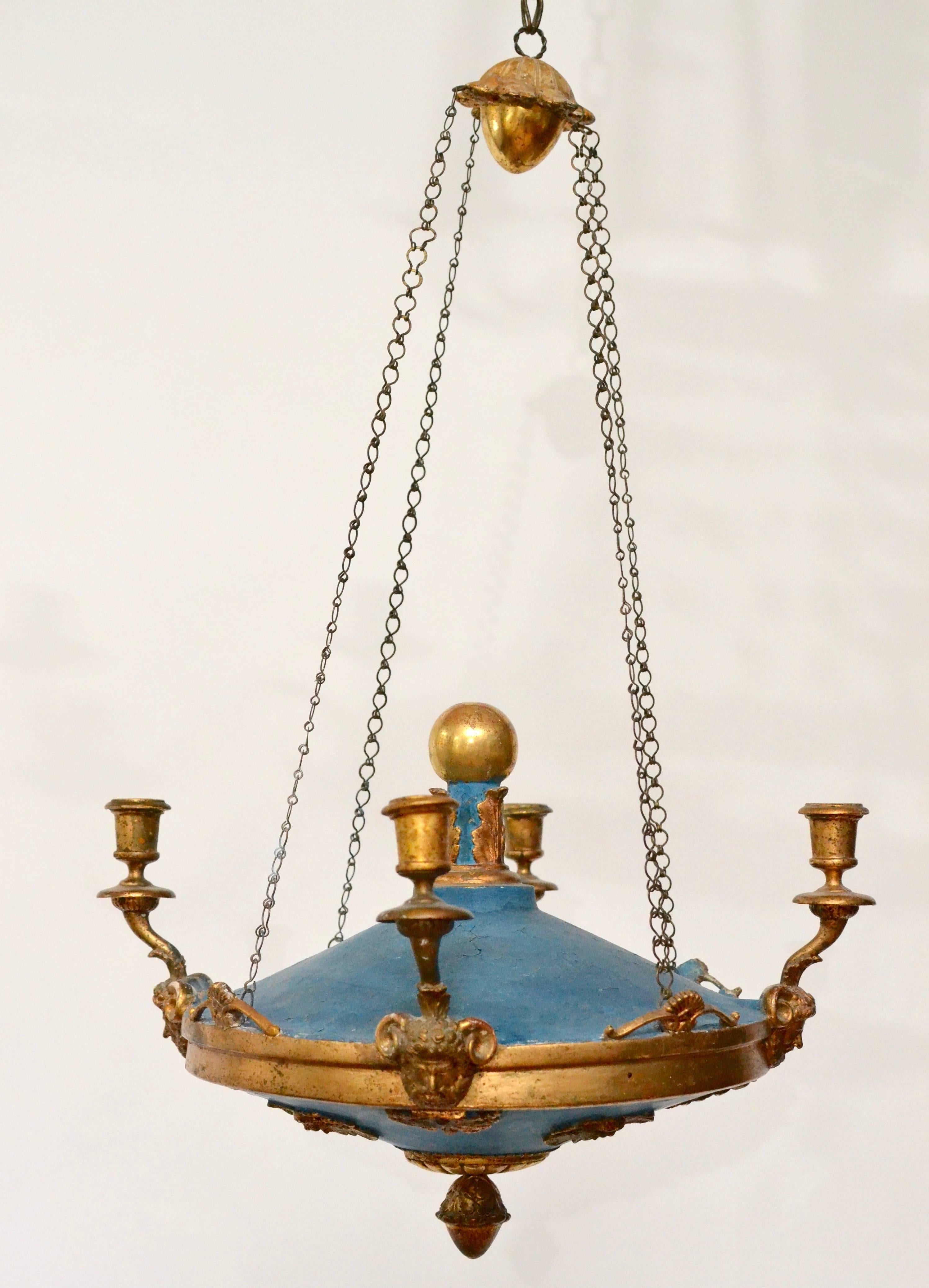 Painted and Giltwood Empire Chandelier, Baltic In Good Condition In Stockholm, SE