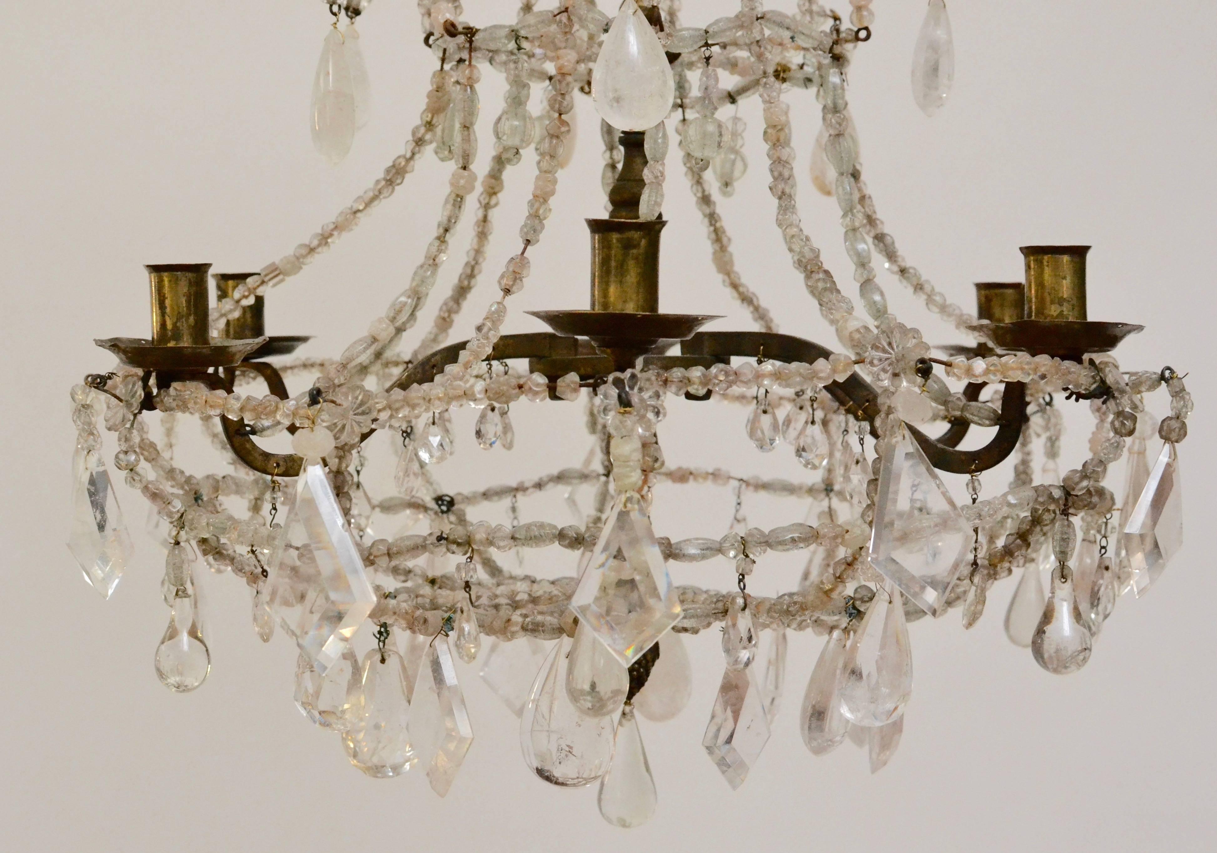 A French crystal chandelier, 18th century.