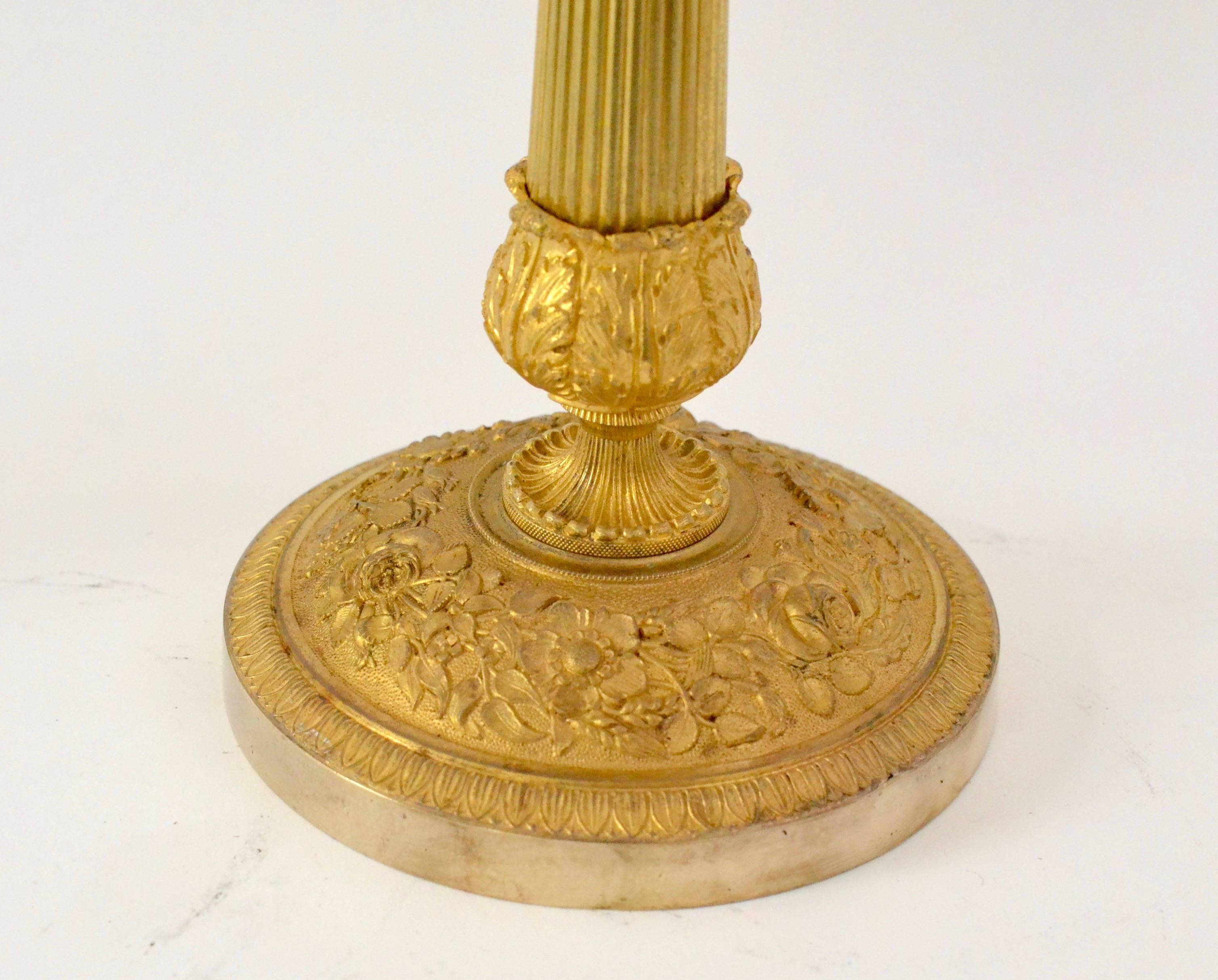 Pair of Gilt Bronze Empire Candlesticks In Good Condition In Stockholm, SE