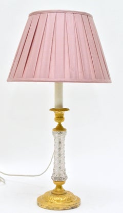 Russian Empire Gilt Bronze and Cut Glass Candle Stick Now Mounted as a Lamp