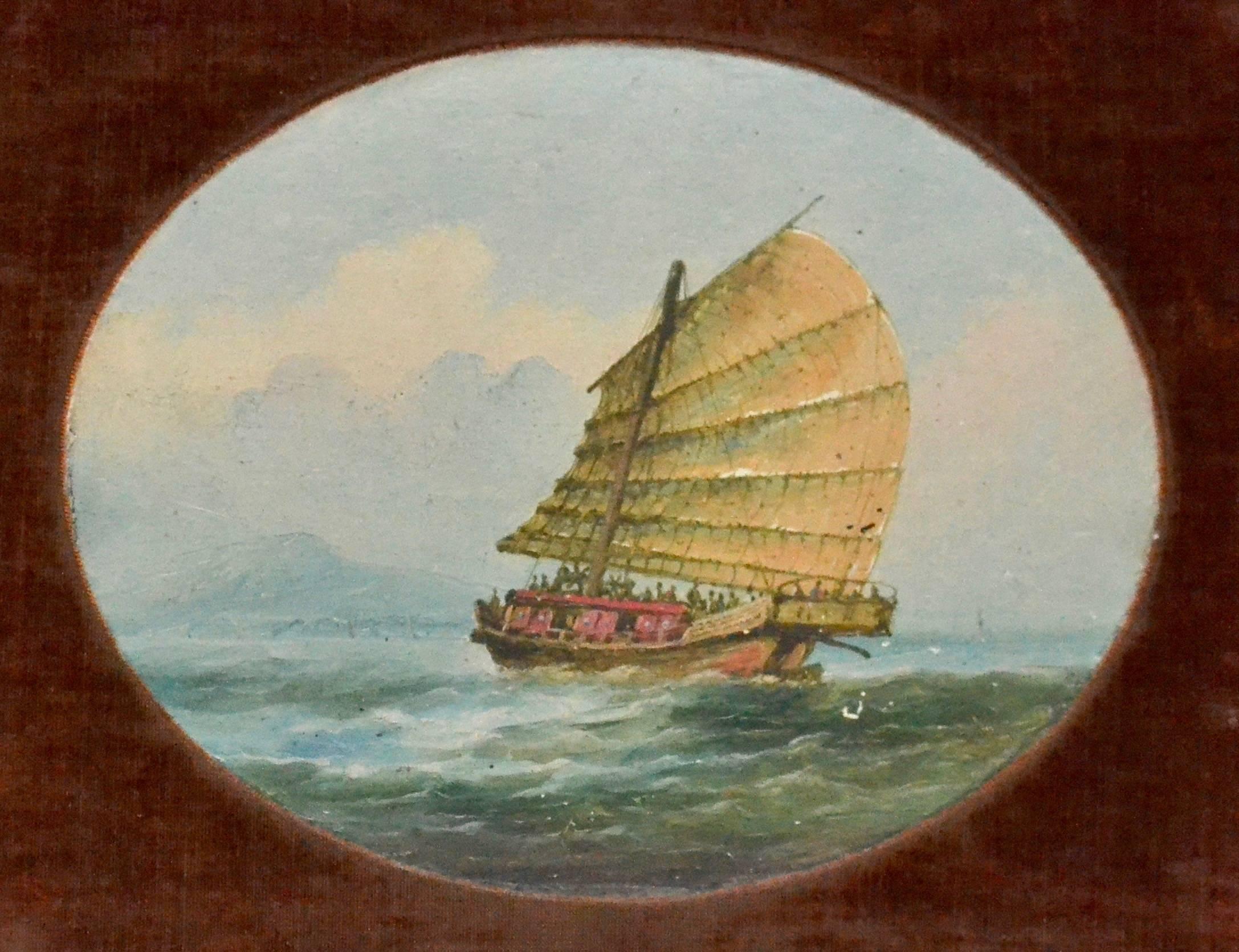 Asian Pair of 19th Century Chinese Marine Paintings