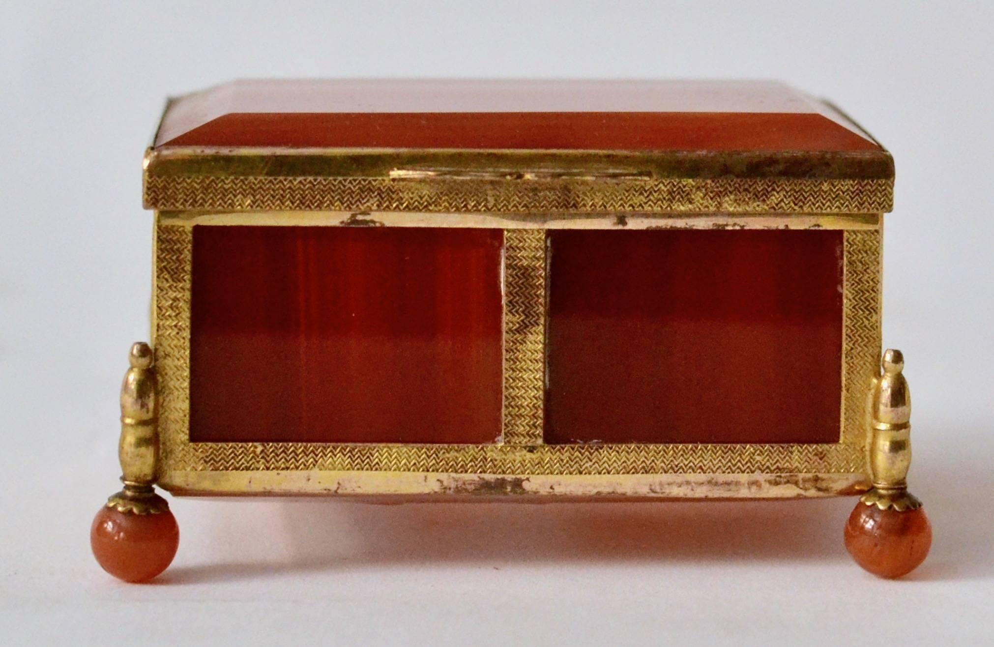 European Small 19th Century Giltbronze and Agate Box