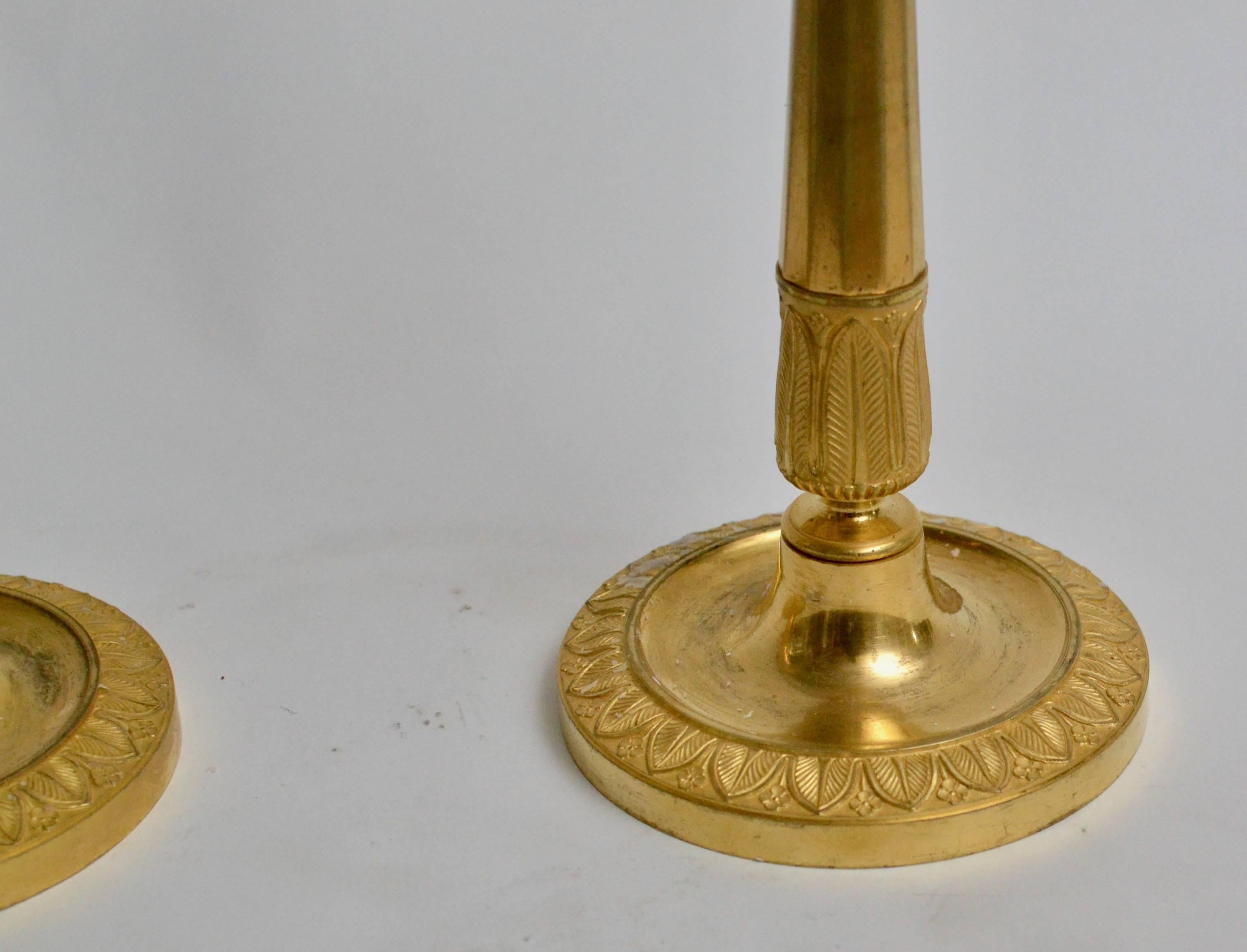 Pair of French Empire Gilt Bronze Candlesticks (Vergoldet)