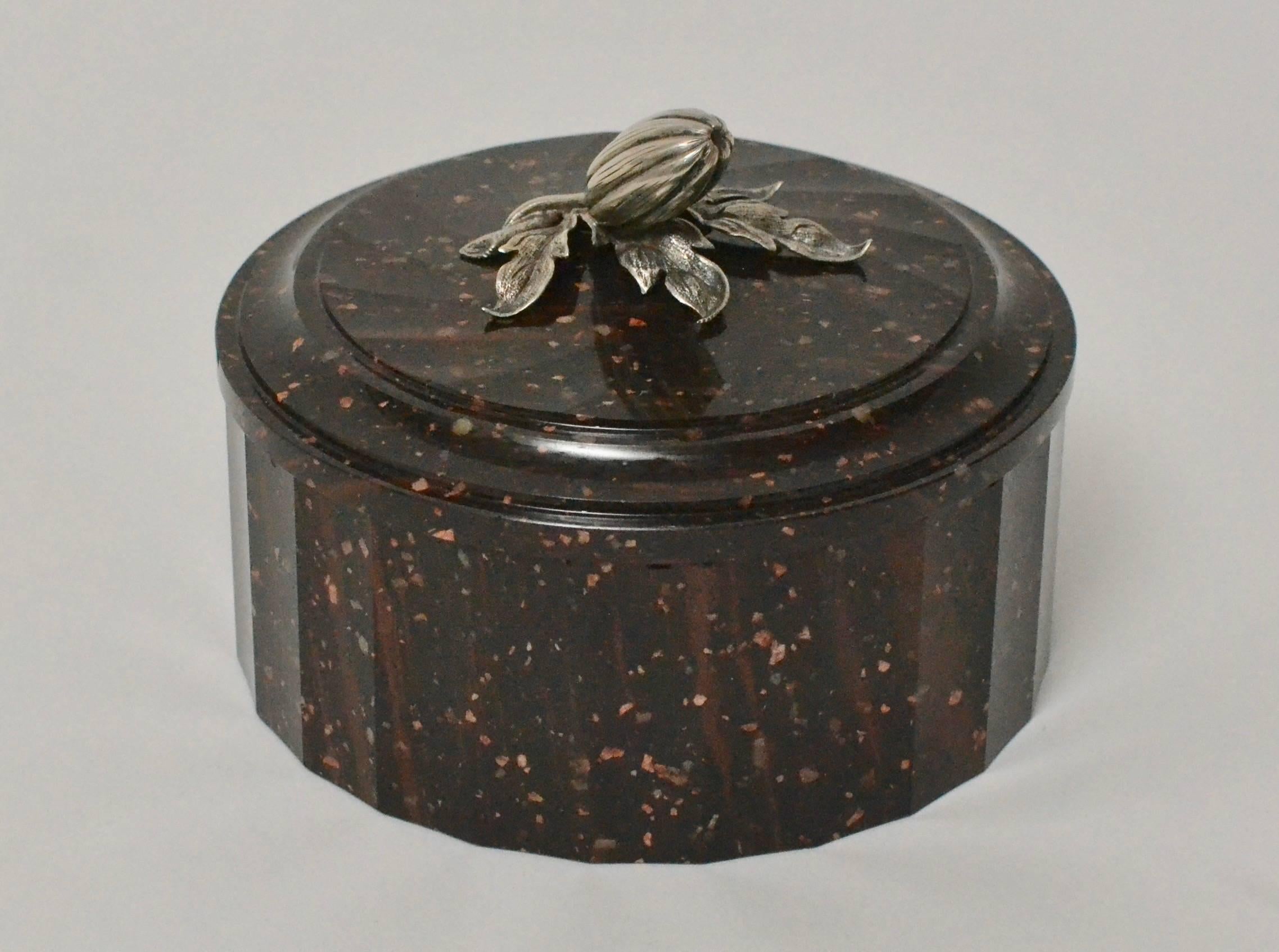 Silver Mounted Swedish Porphyry Box In Excellent Condition In Stockholm, SE