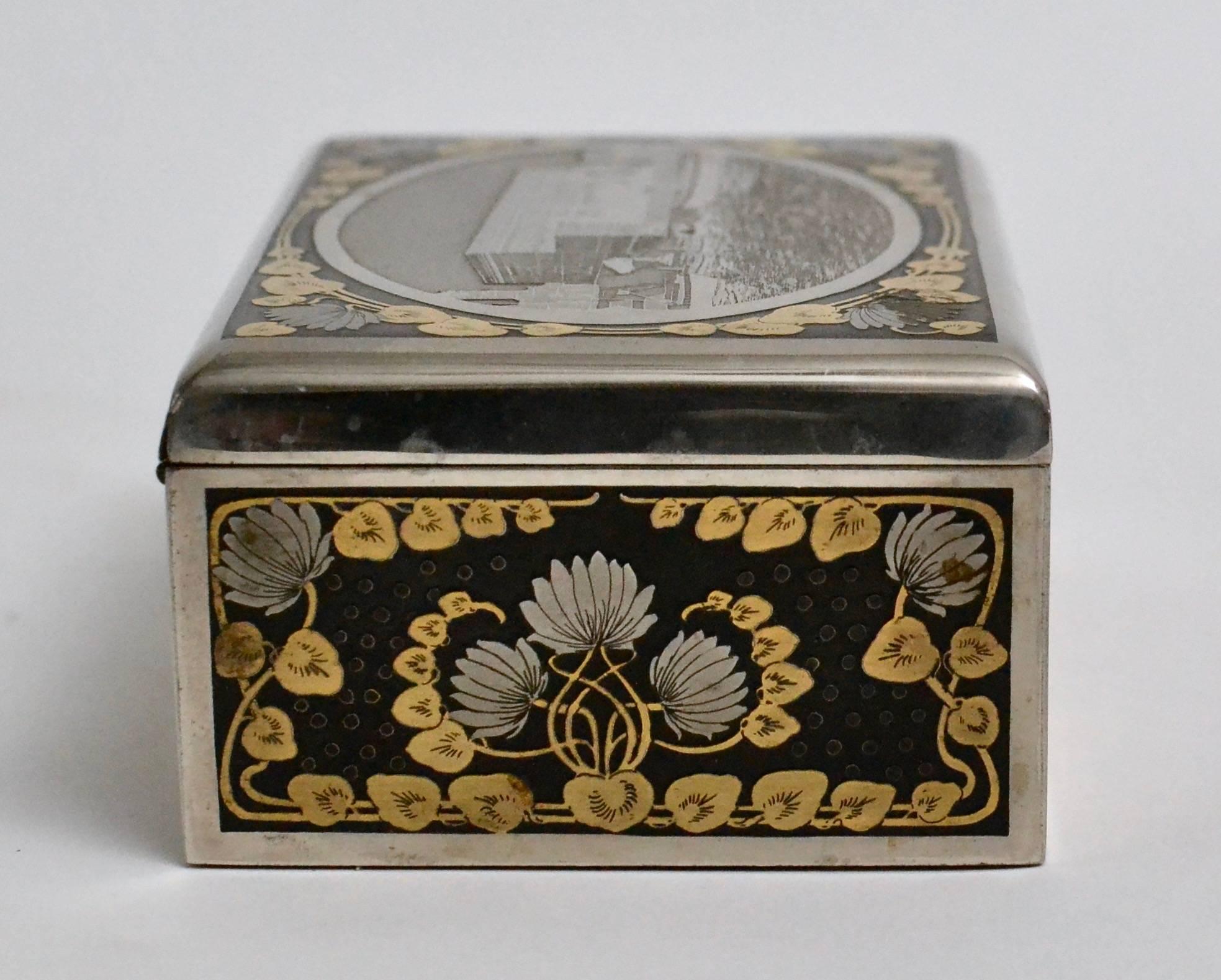 Swedish Cigarrbox, Etched Steel, Early 20th Century In Excellent Condition In Stockholm, SE