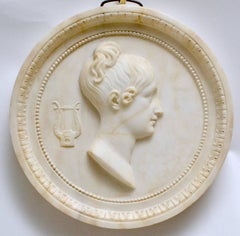 Carrara Marble Portrait Medallion of a Woman, Early 19th Century