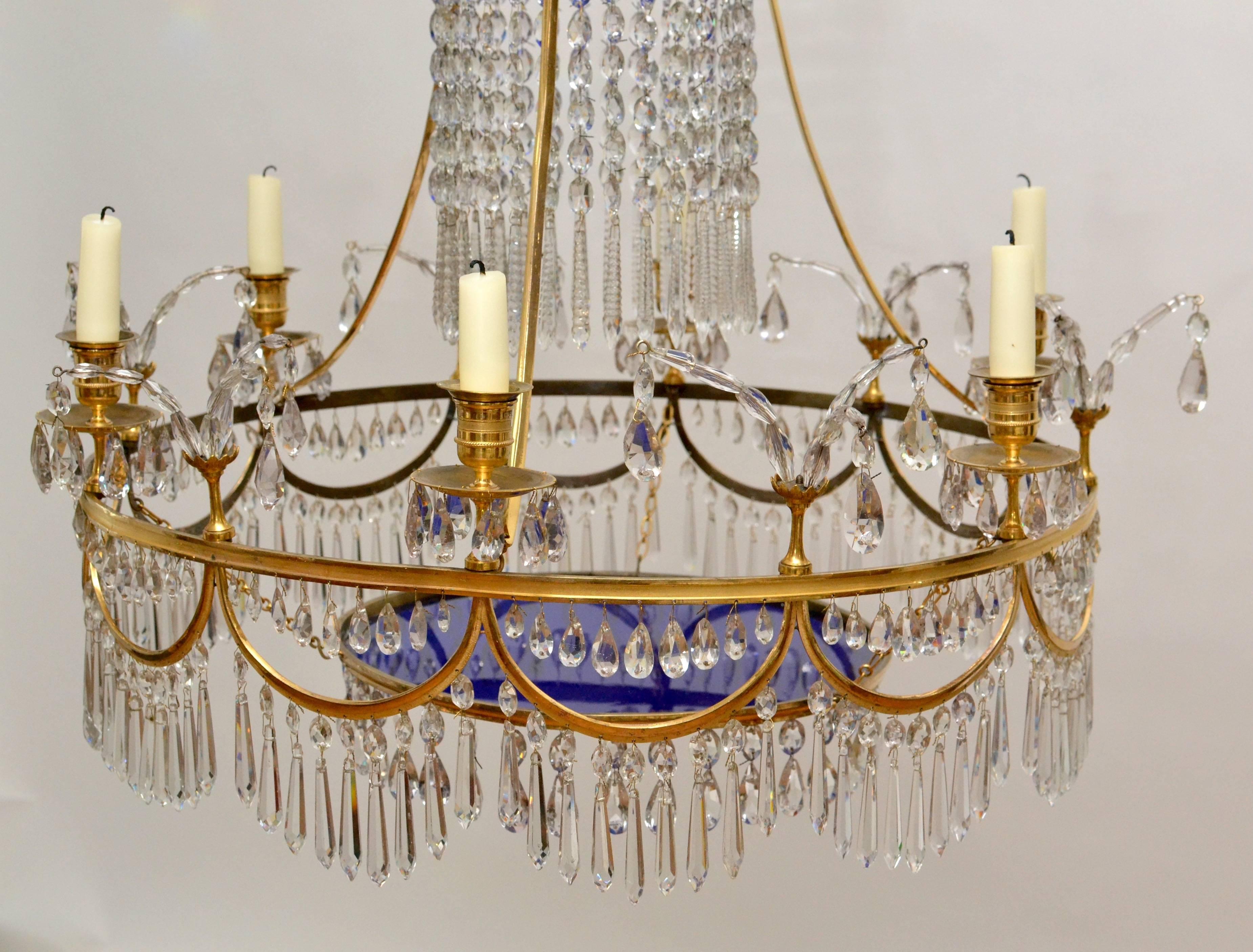 German Gilt Bronze Louis XVI Chandelier Attributed to Werner & Mieth In Excellent Condition In Stockholm, SE