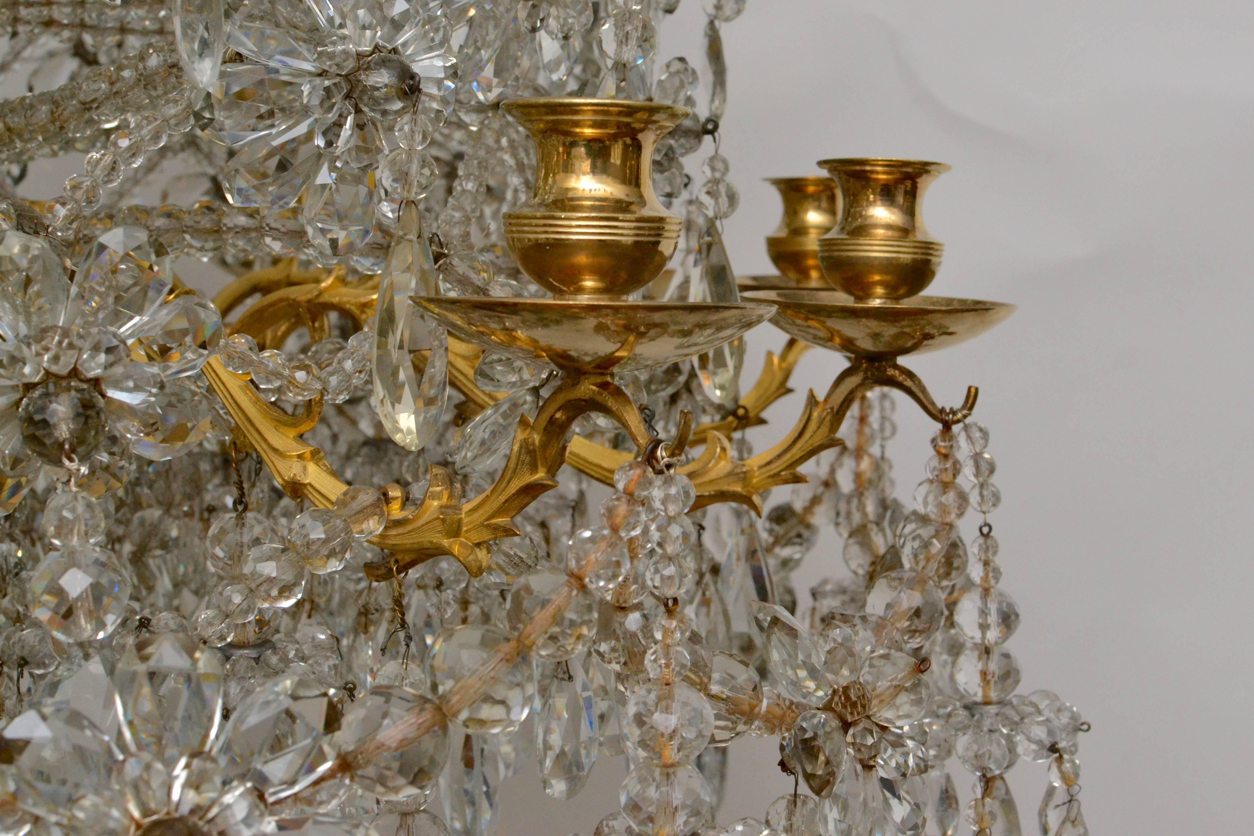 Rare 19th Century Gilt Bronze and Crystal Louis XIV Style Chandelier 3