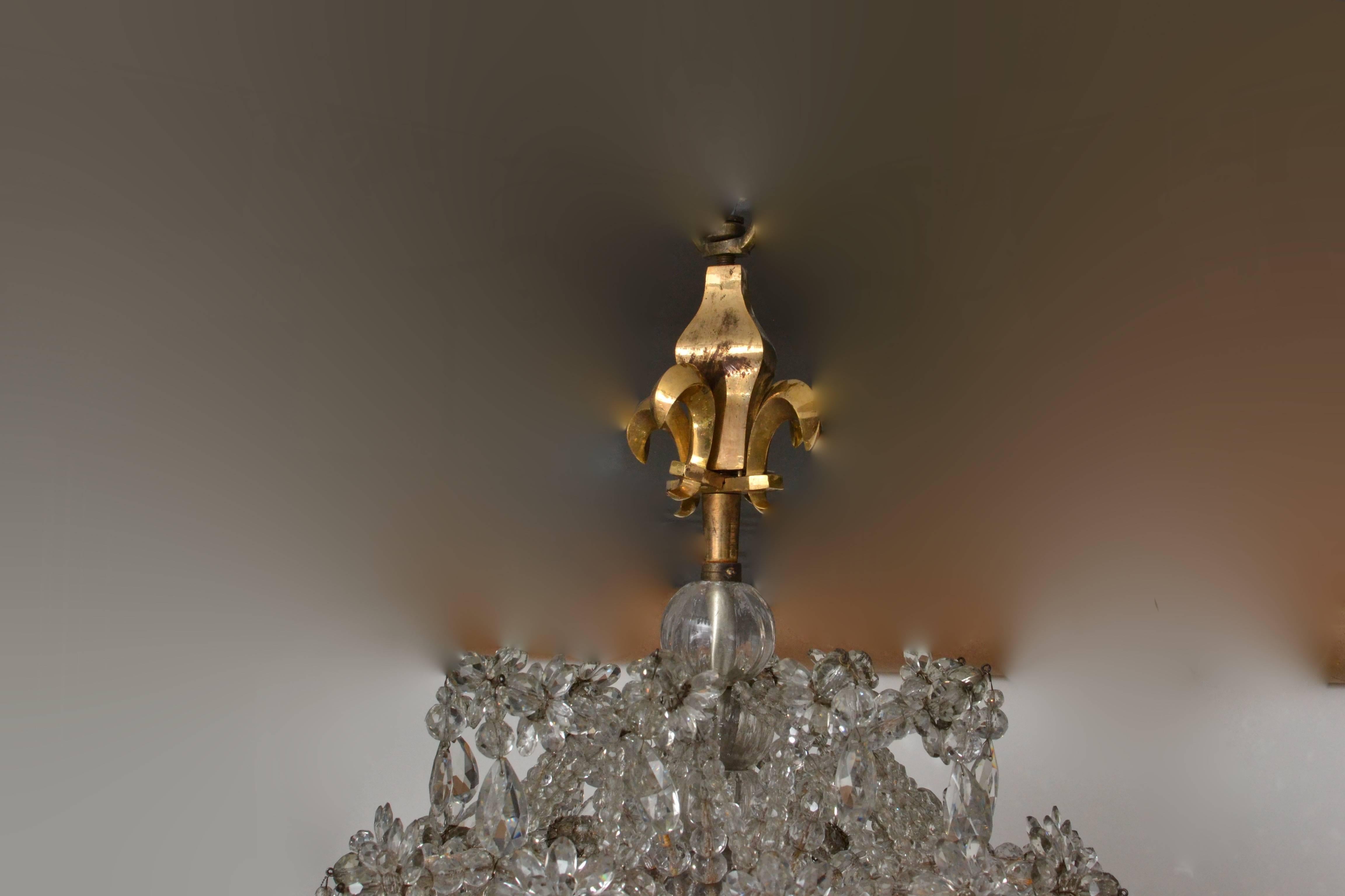 Rare 19th Century Gilt Bronze and Crystal Louis XIV Style Chandelier In Excellent Condition In Stockholm, SE
