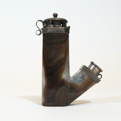 Antique Swedish Agate and Silver Pipe Bowl, 1873