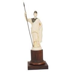 Fine 19th-Century Figure of Minerva with Metal Mounts on Mahogany Pedestal