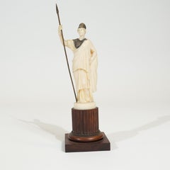 Fine 19th-Century Figure of Minerva with Metal Mounts on Mahogany Pedestal