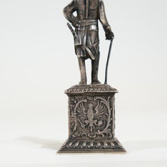 Antique German Silver Figure of Frederick the Great, Prussia, 19th Century
